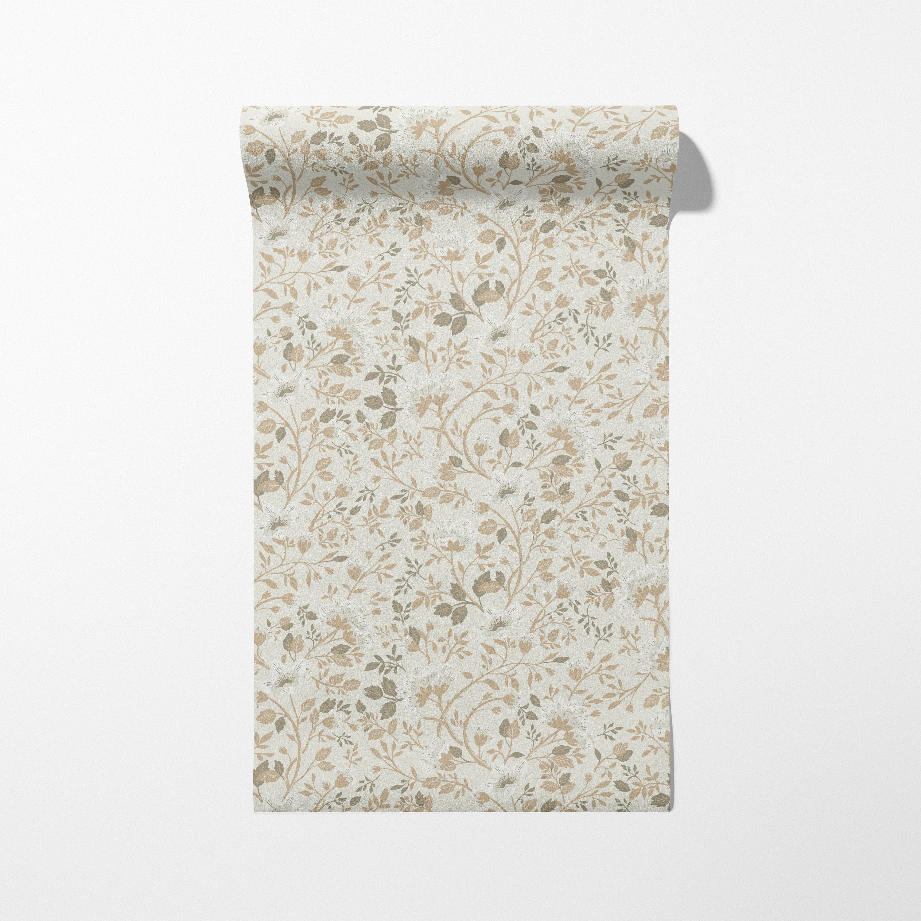 Camellia Study Wallpaper in Natural Linen