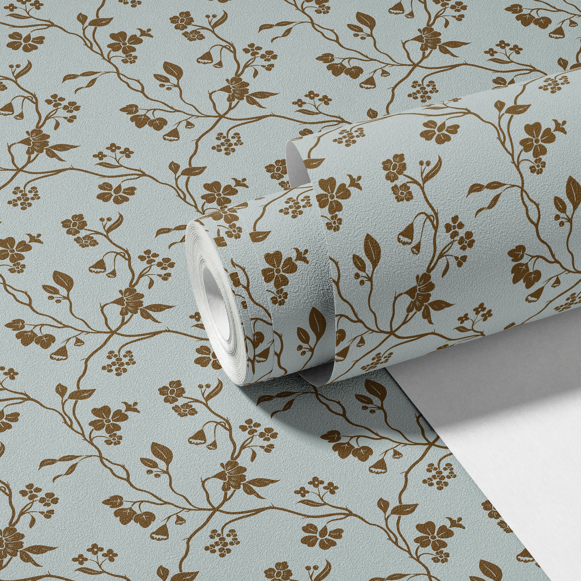 Lunaria Vine Wallpaper in Blue Thistle