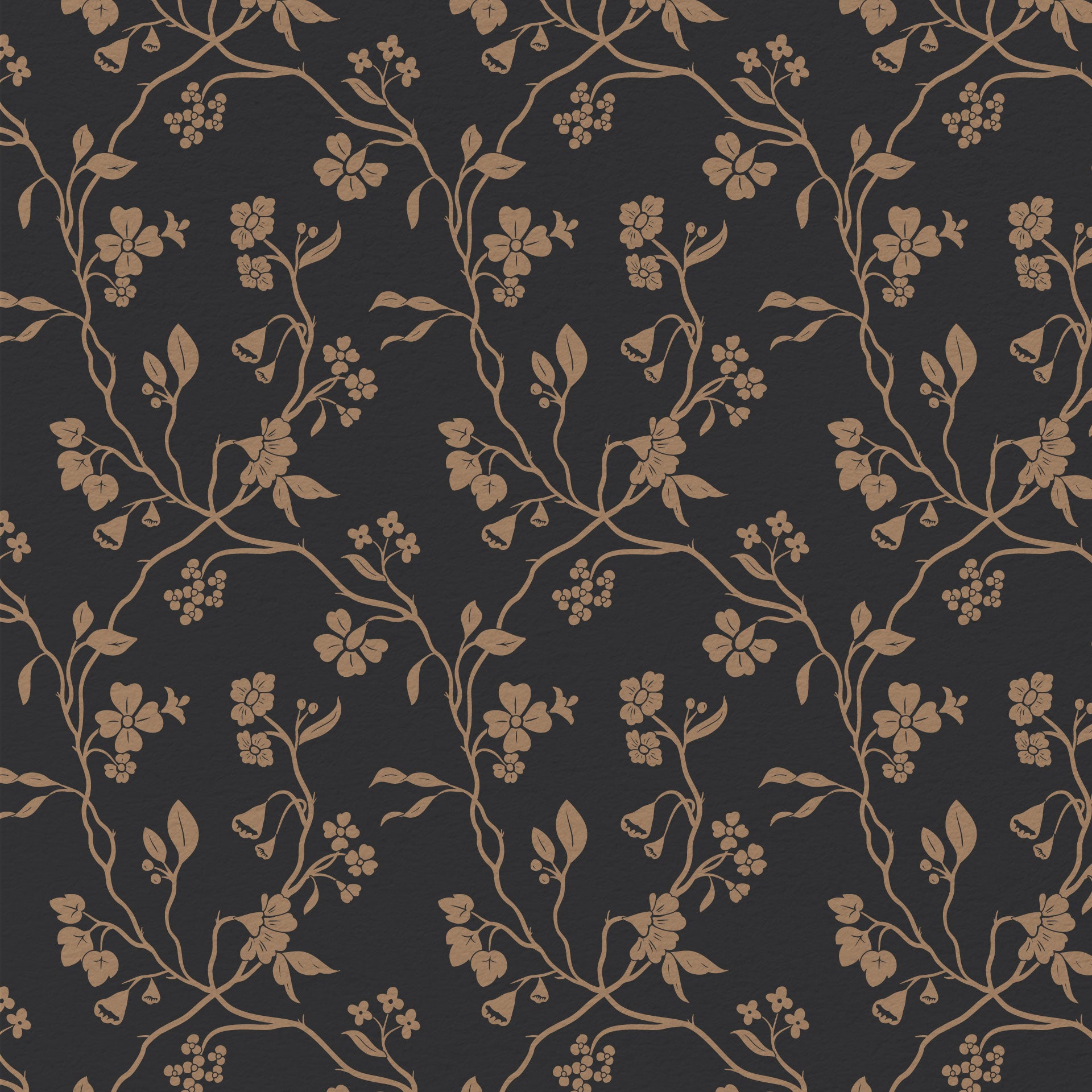 Lunaria Vine Wallpaper in Coal Rose
