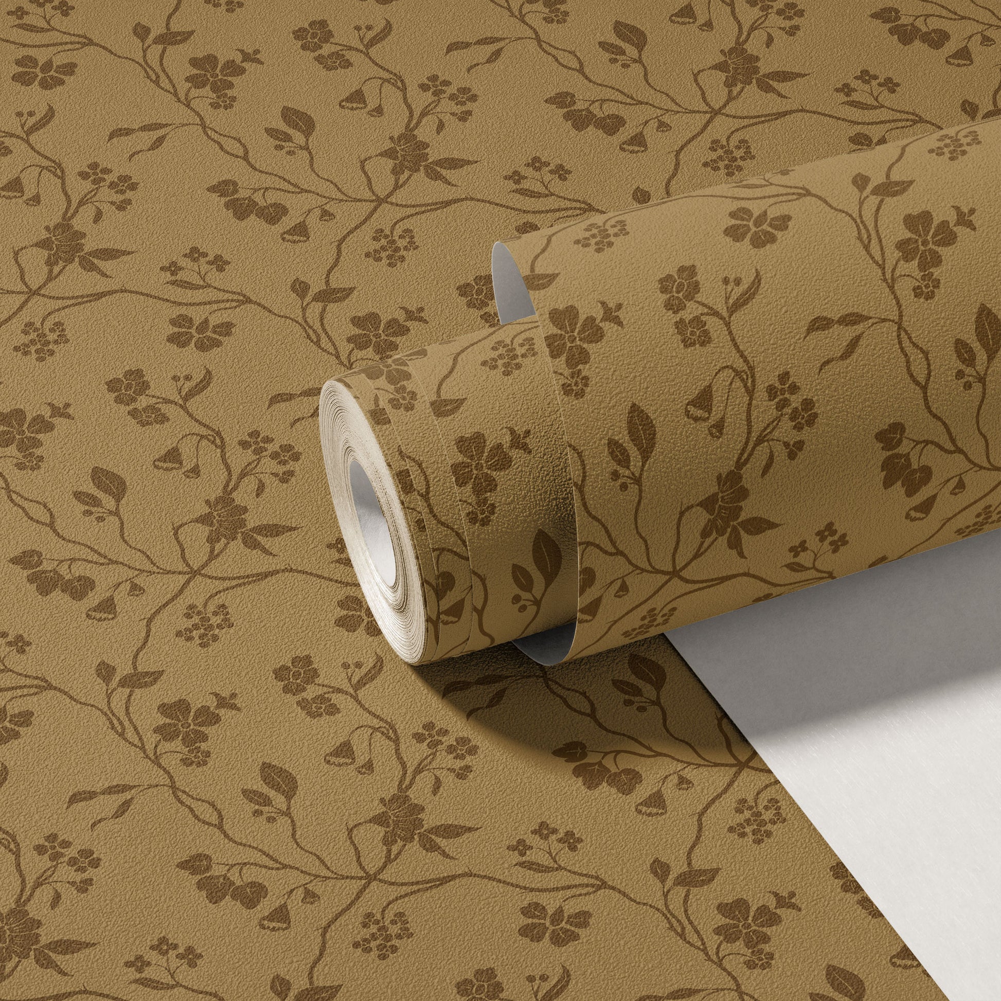 Lunaria Vine Wallpaper in Ochre Bloom