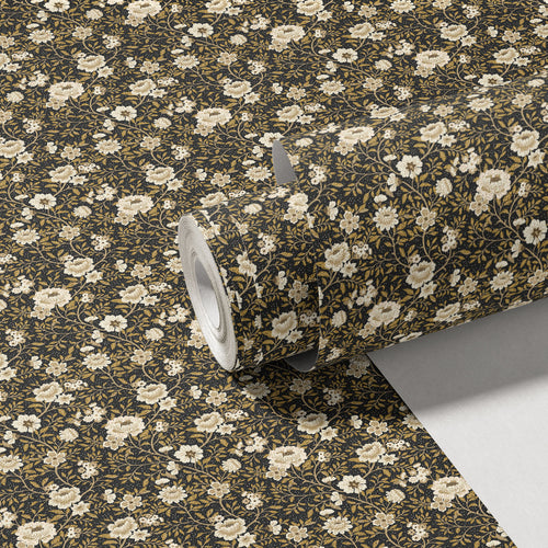 Annabelle Wallpaper in Charcoal Marigold
