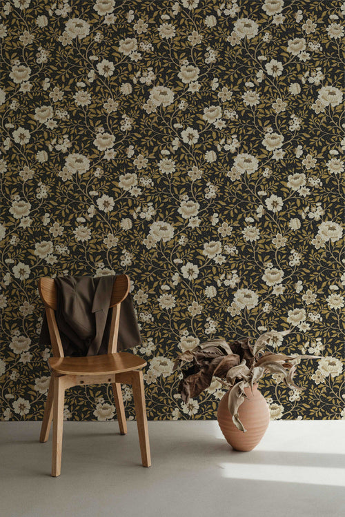 Annabelle Wallpaper in Charcoal Marigold
