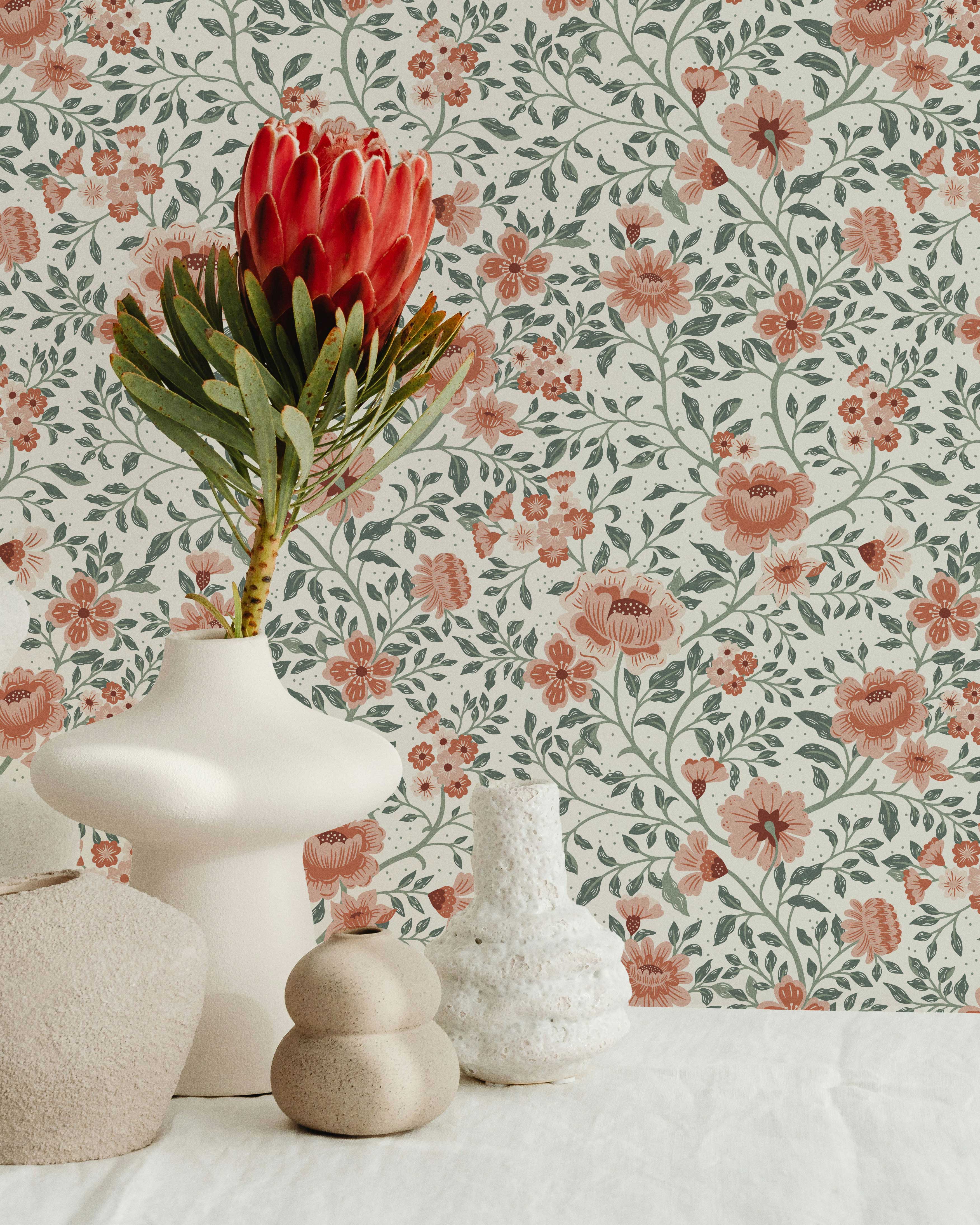 Annabelle Wallpaper in Clay Garden