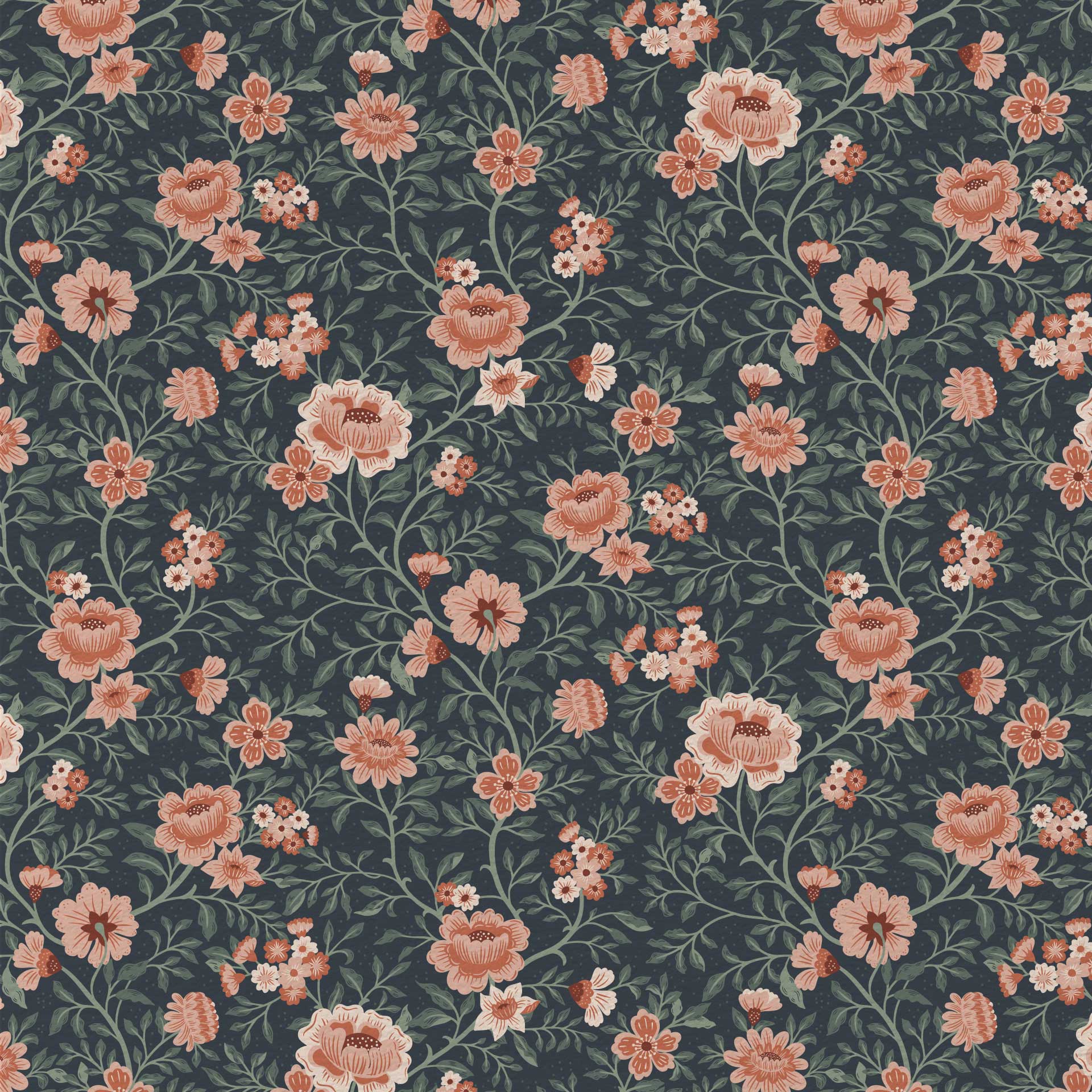 Annabelle Wallpaper in Terracotta Night