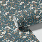 Camellia Study Wallpaper in Cobalt Dust