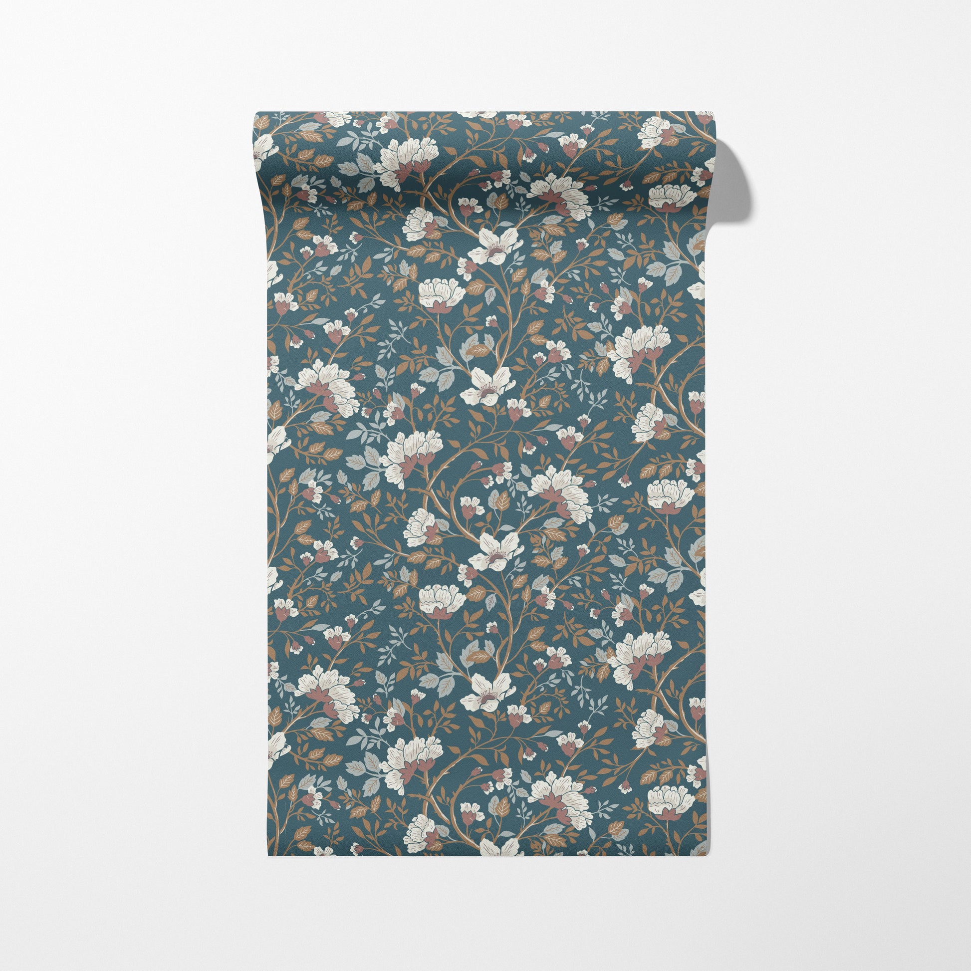 Camellia Study Wallpaper in Cobalt Dust