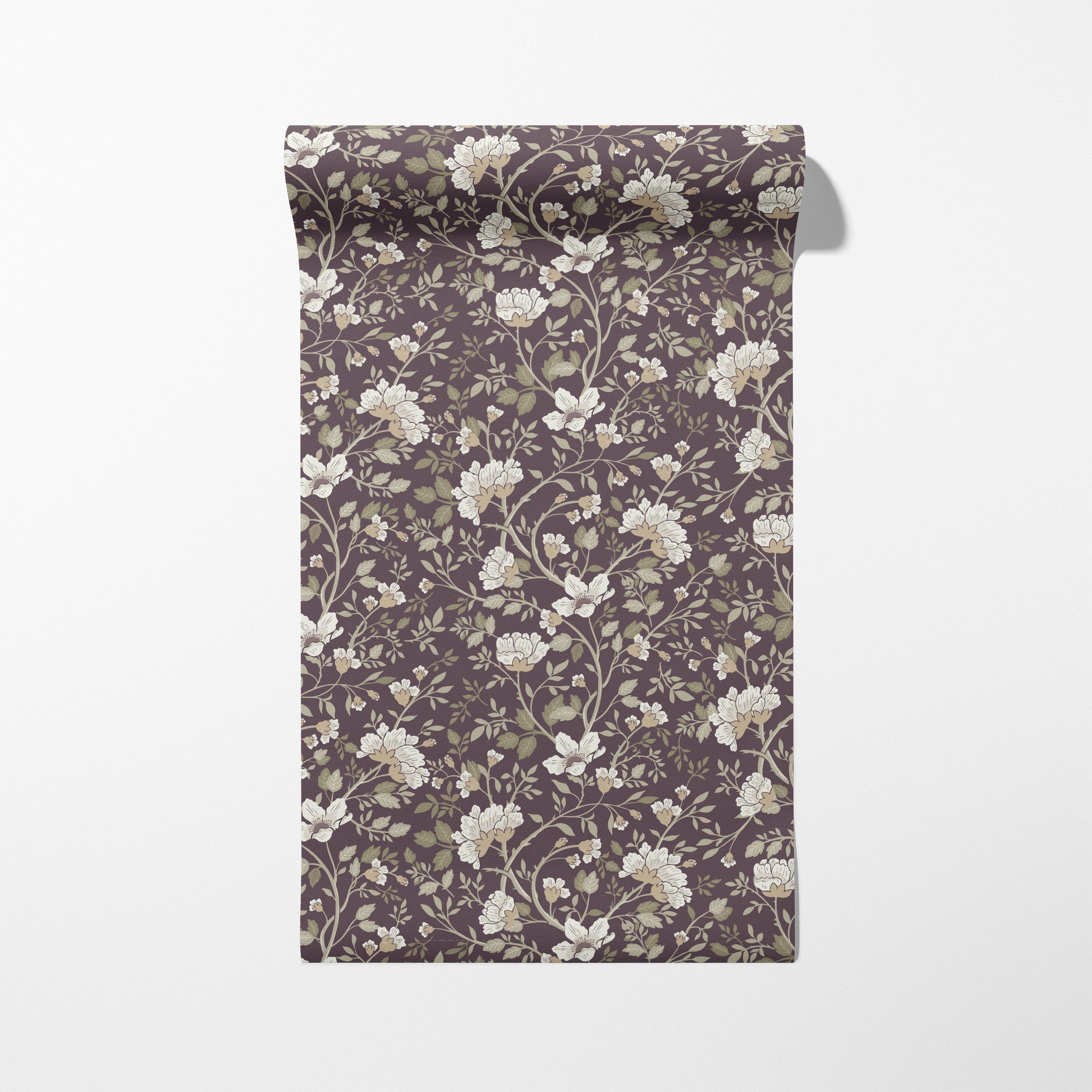 Camellia Study Wallpaper in Plumwood