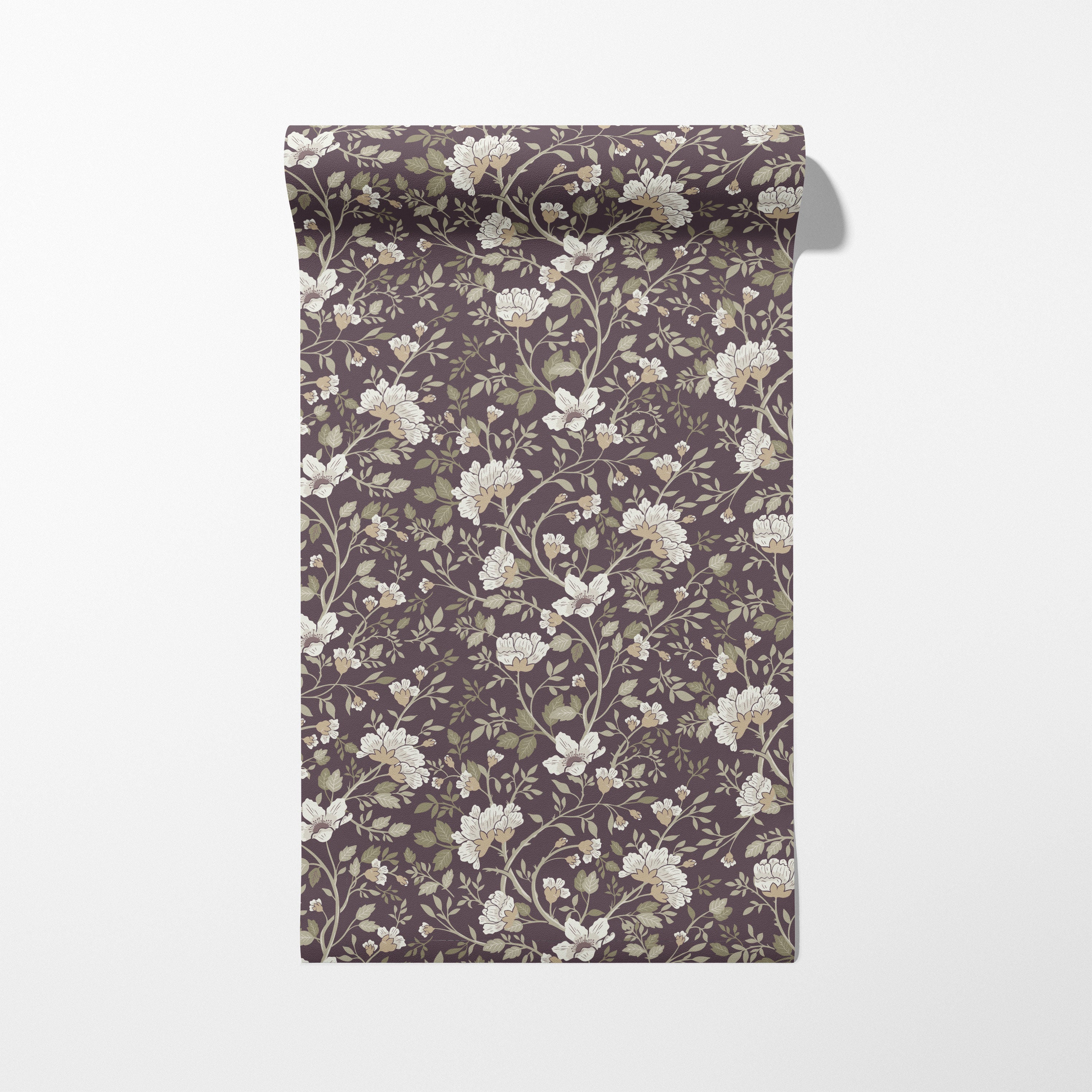 Camellia Study Wallpaper in Plumwood