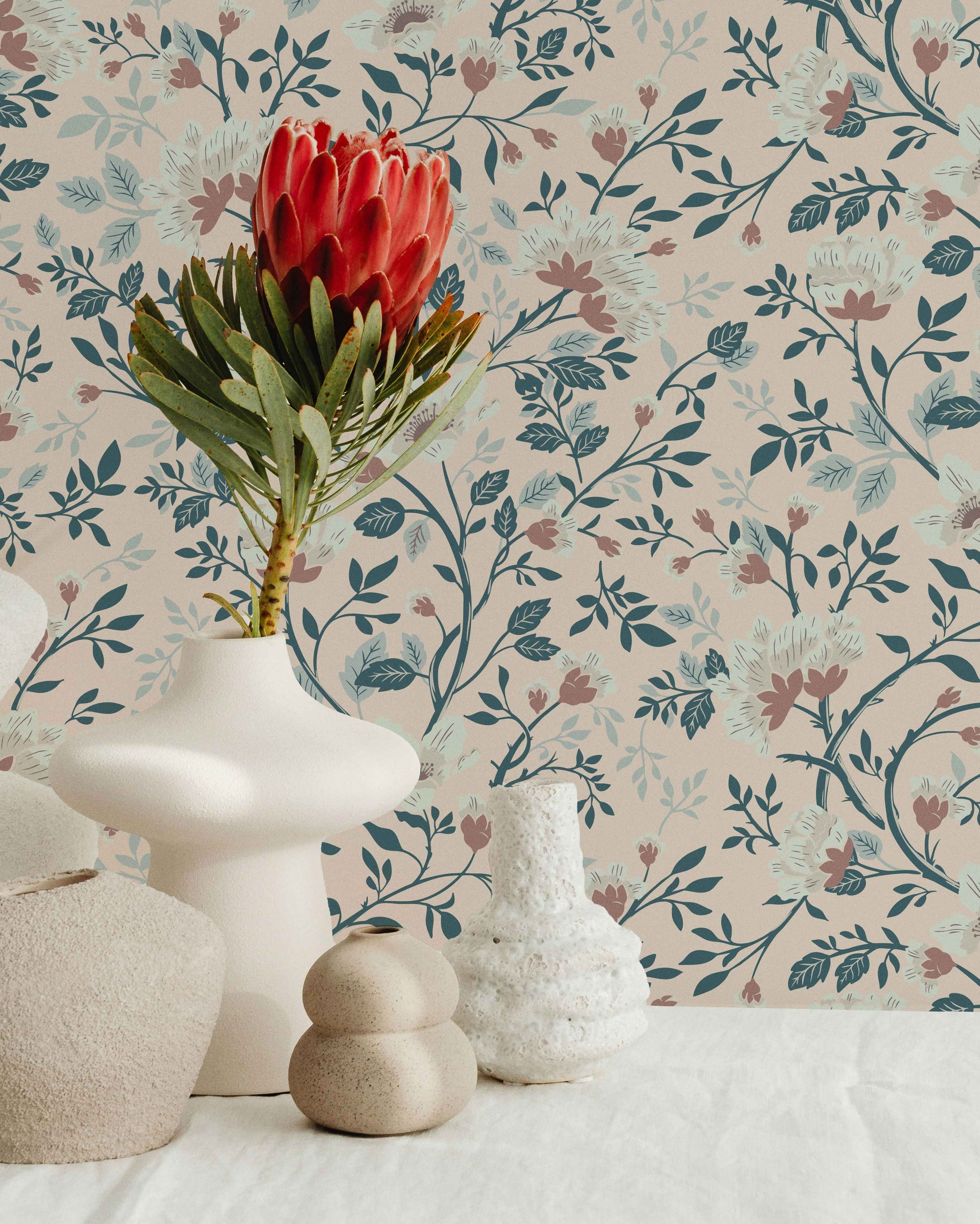 Camellia Study Wallpaper in Petal Cream