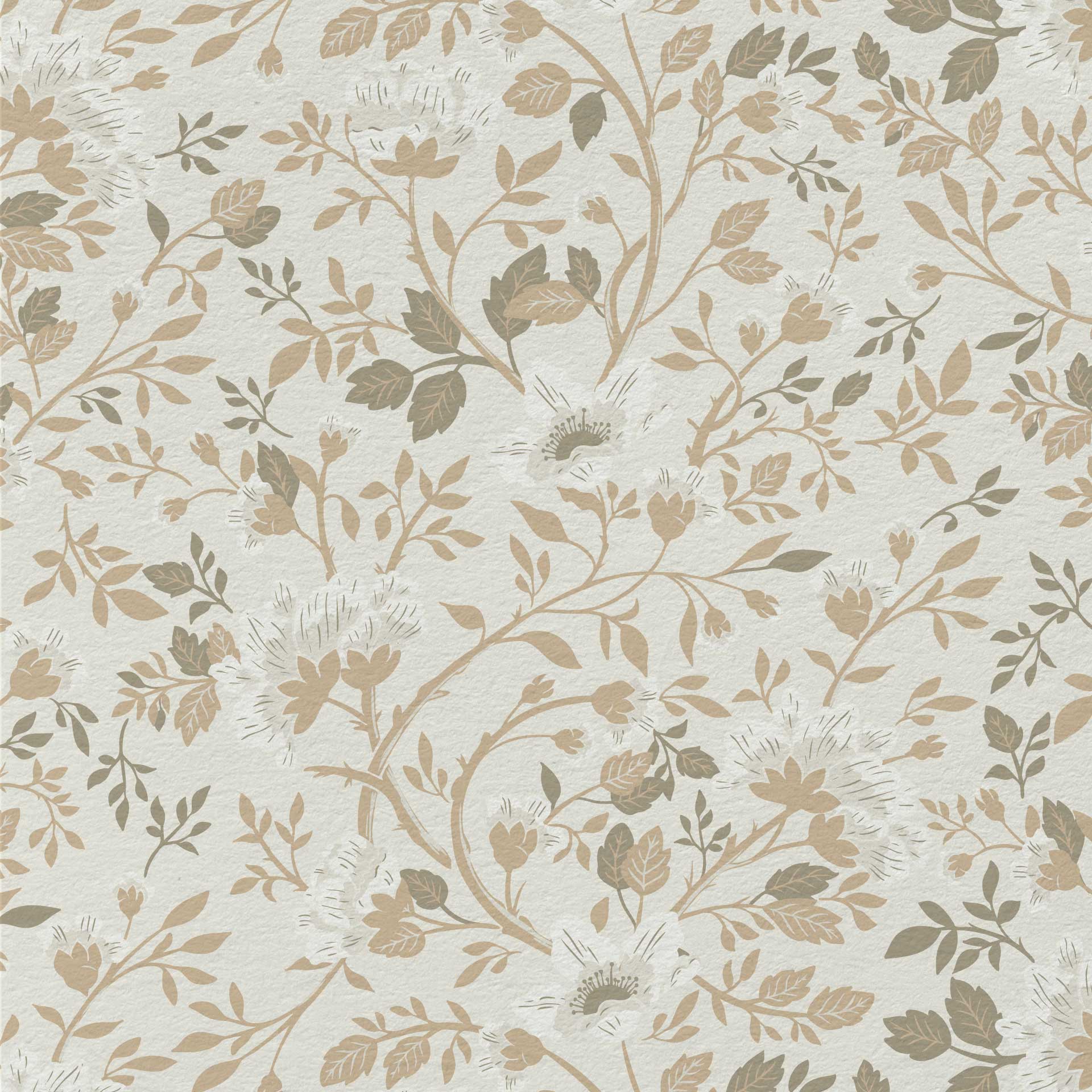 Camellia Study Wallpaper in Natural Linen