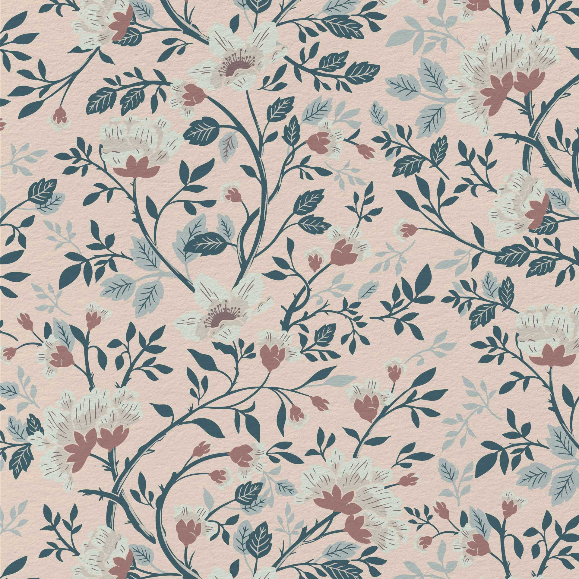 Camellia Study Wallpaper in Petal Cream