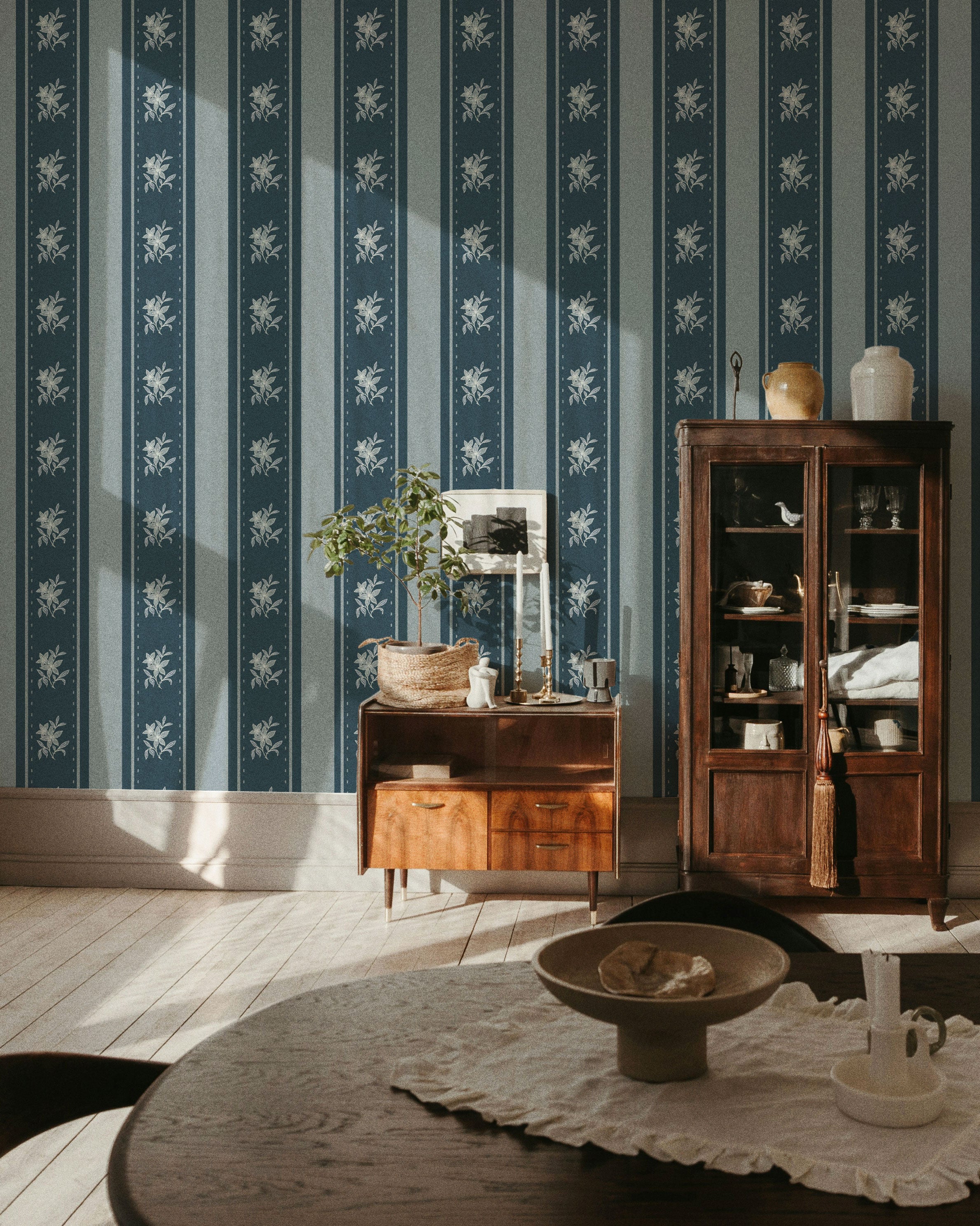 Glasshouse Stripe in Nocturne Blue