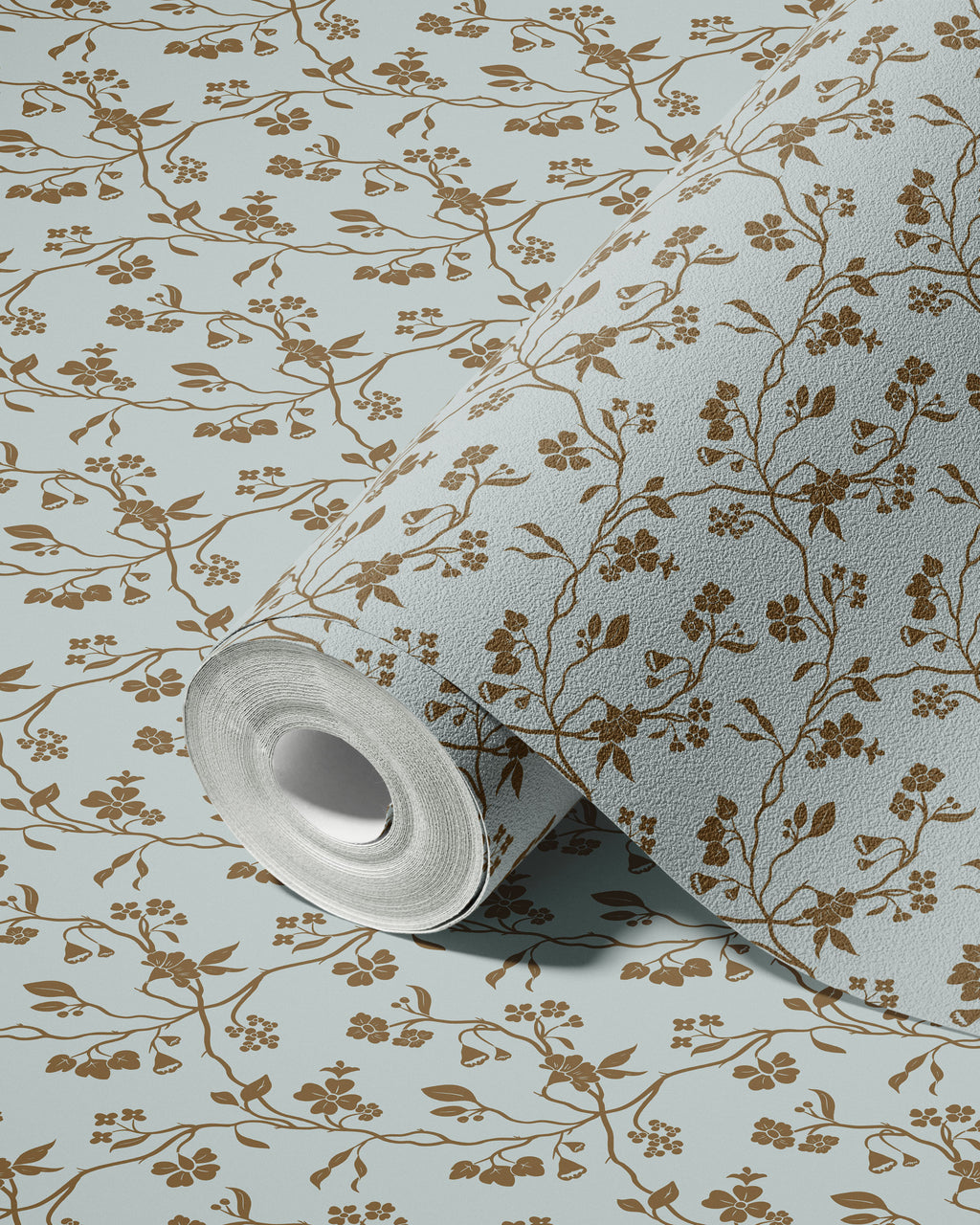 Lunaria Vine Wallpaper in Blue Thistle