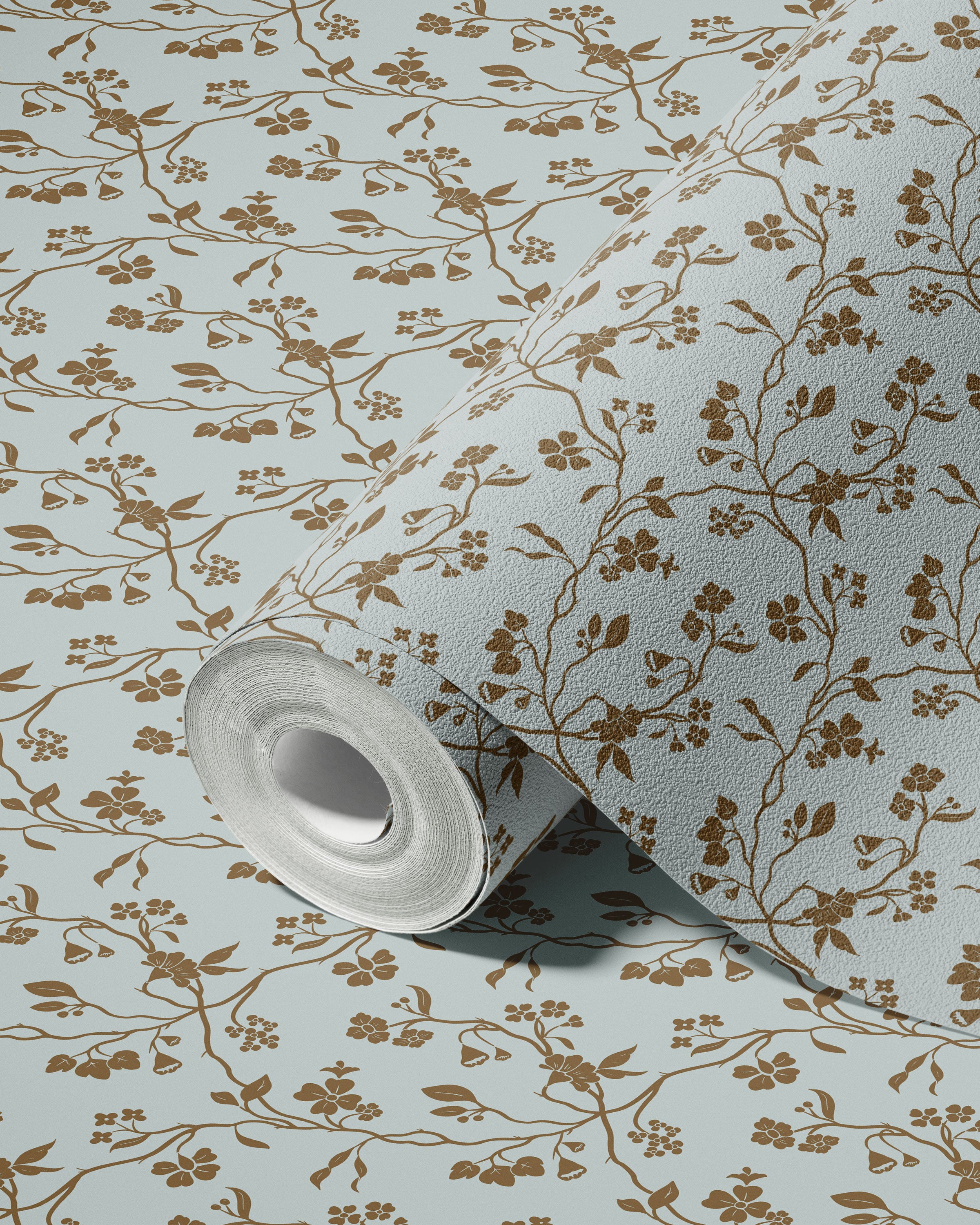 Lunaria Vine Wallpaper in Blue Thistle