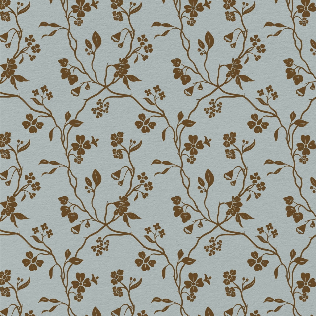 Lunaria Vine Wallpaper in Blue Thistle