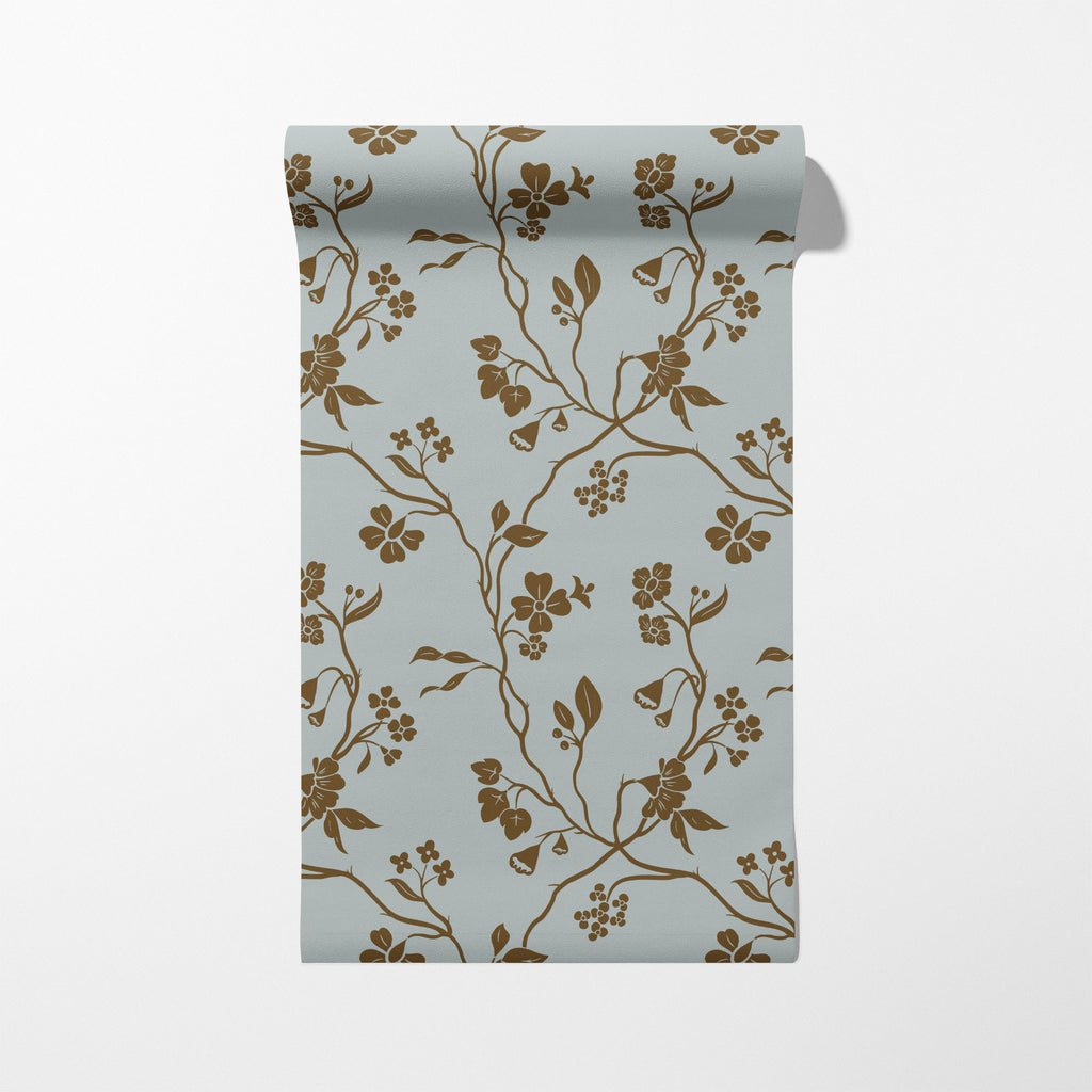Lunaria Vine Wallpaper in Blue Thistle
