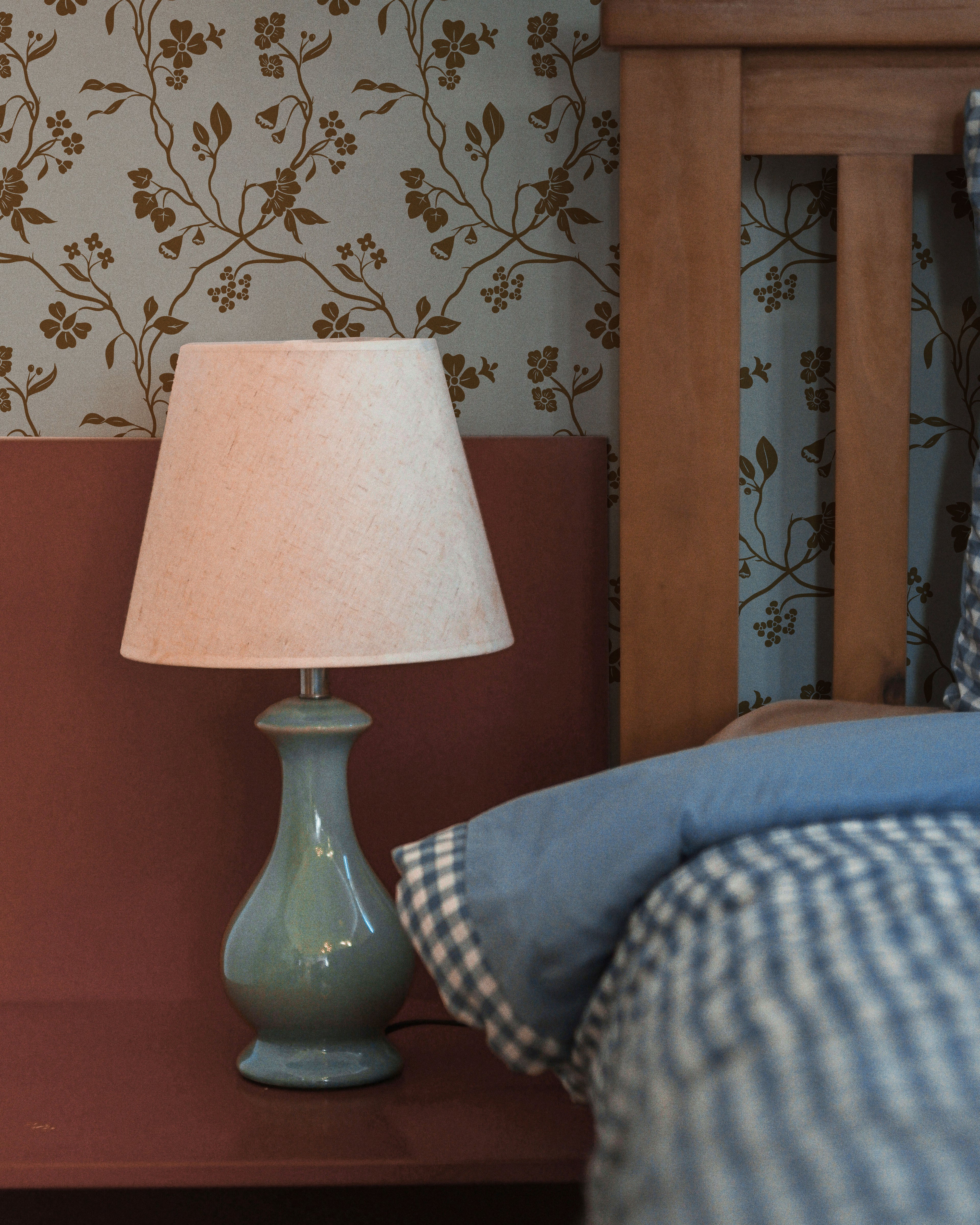 Lunaria Vine Wallpaper in Blue Thistle