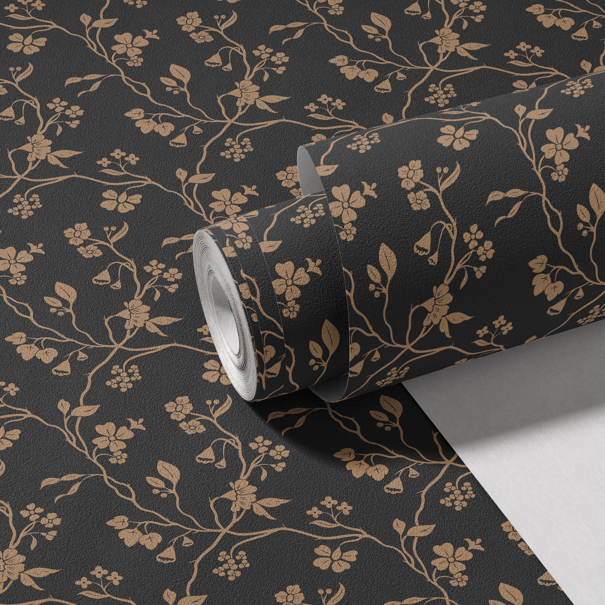 Lunaria Vine Wallpaper in Coal Rose