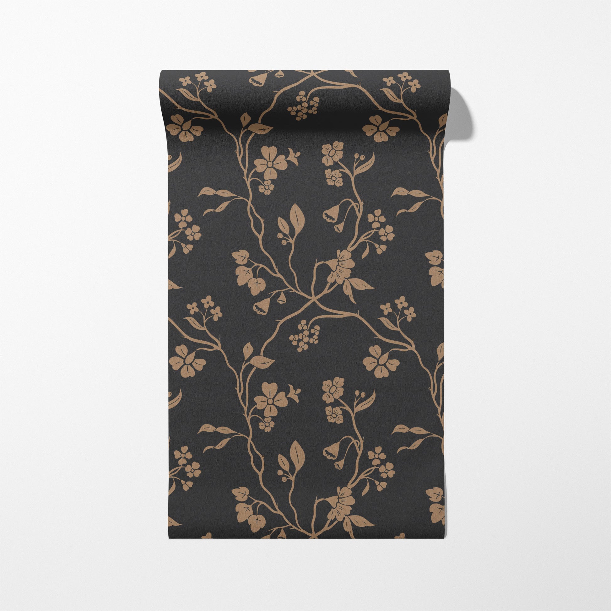 Lunaria Vine Wallpaper in Coal Rose