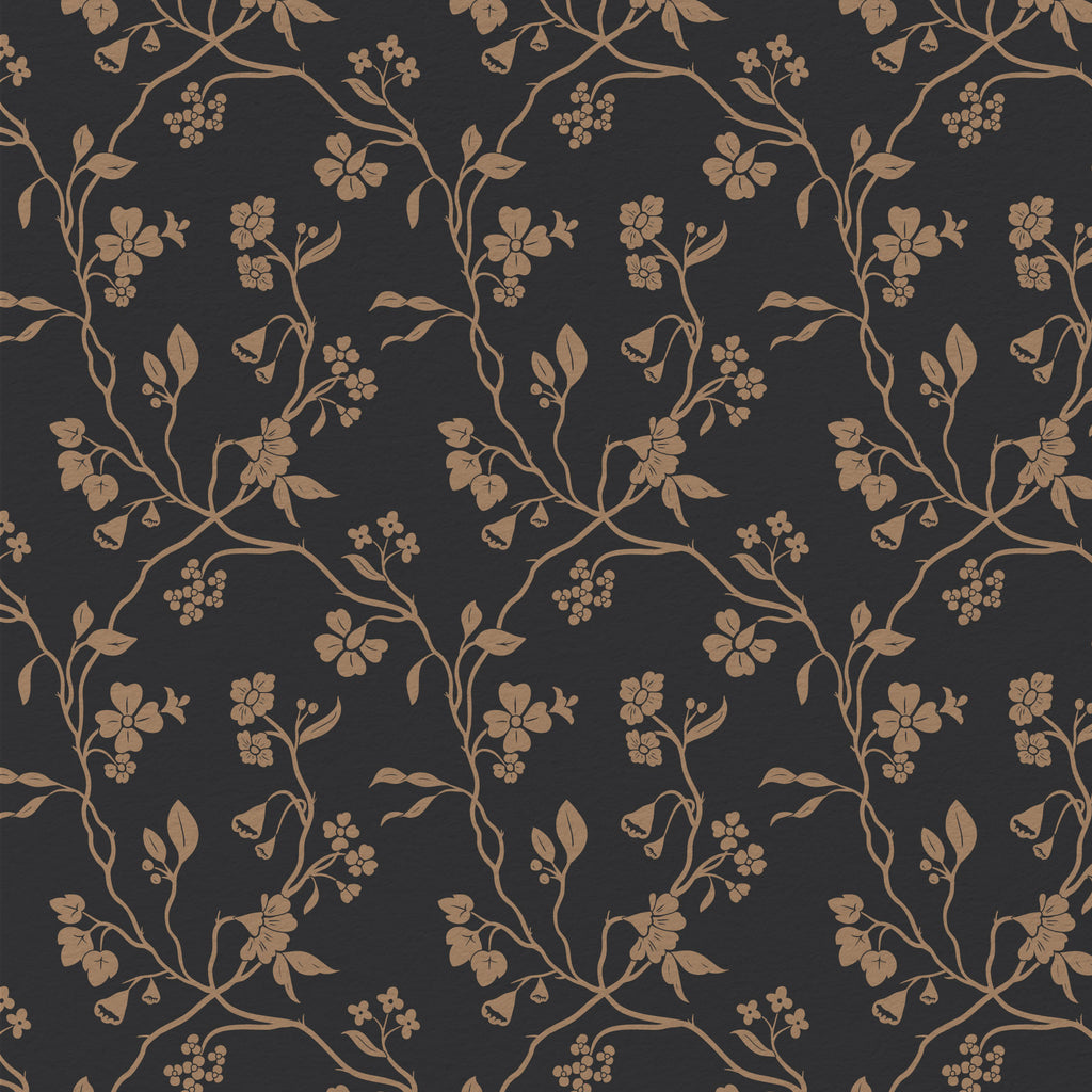 Lunaria Vine Wallpaper in Coal Rose