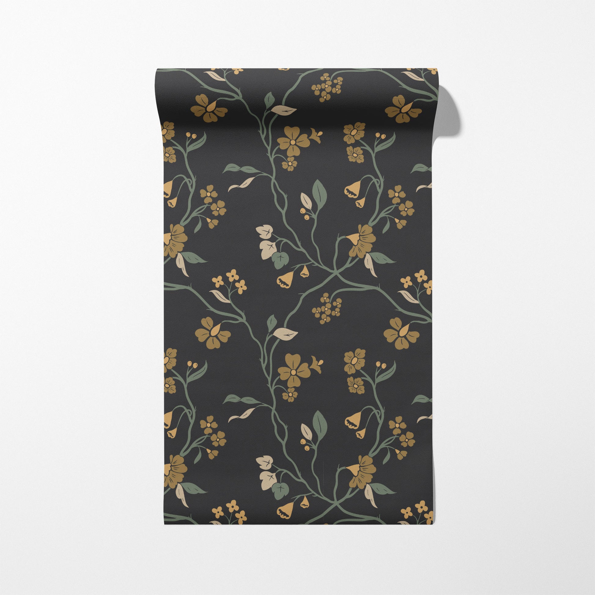 Lunaria Vine Wallpaper in Iron Slate