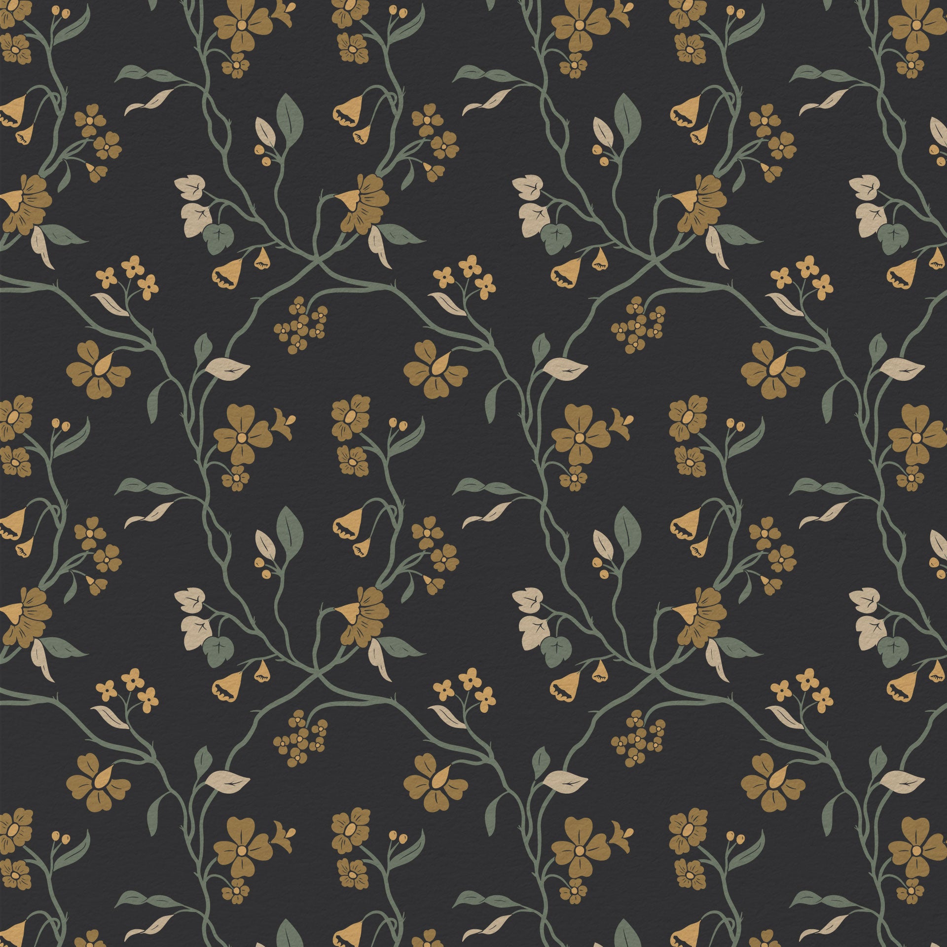 Lunaria Vine Wallpaper in Iron Slate