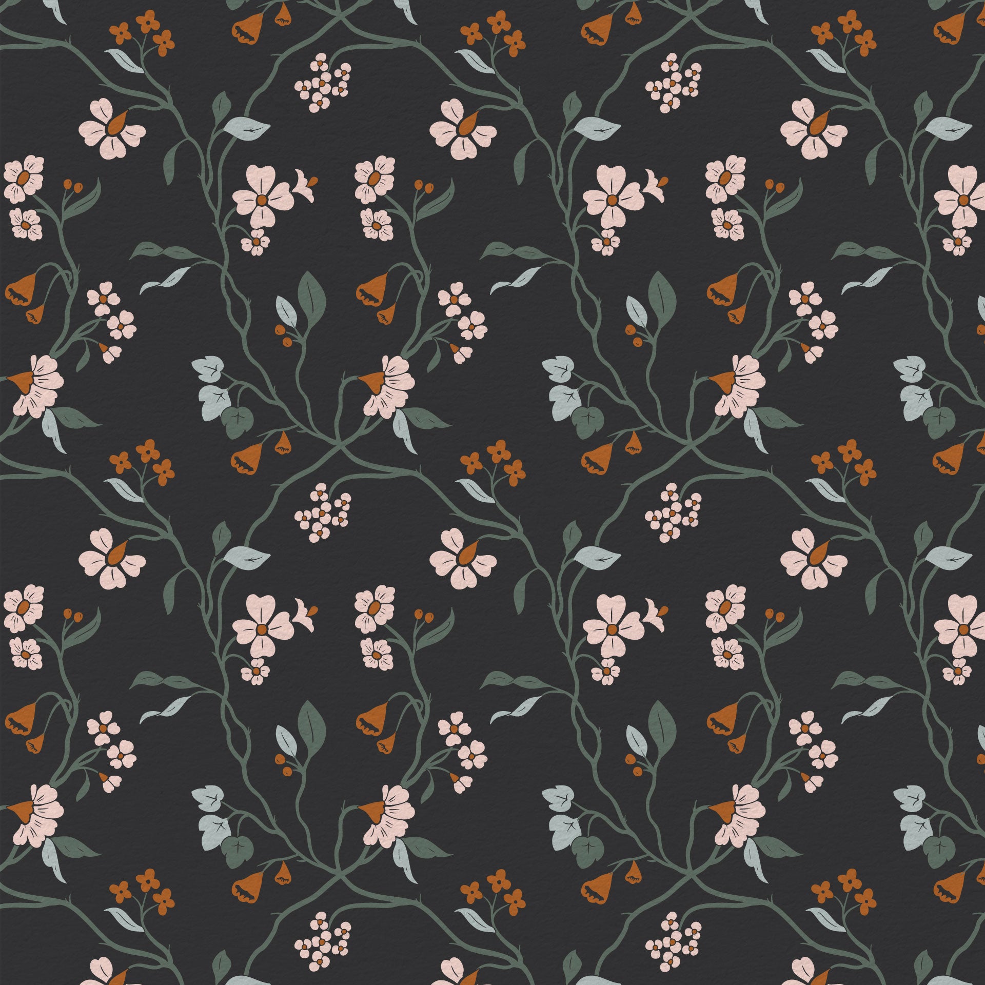 Lunaria Vine Wallpaper in Moody Charcoal