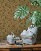 Lunaria Vine Wallpaper in Ochre Bloom