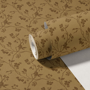 Lunaria Vine Wallpaper in Ochre Bloom