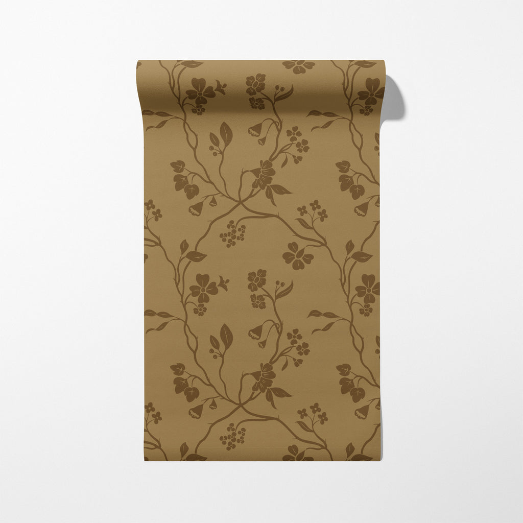 Lunaria Vine Wallpaper in Ochre Bloom