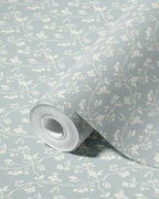 Lunaria Vine Wallpaper in Silver Mist