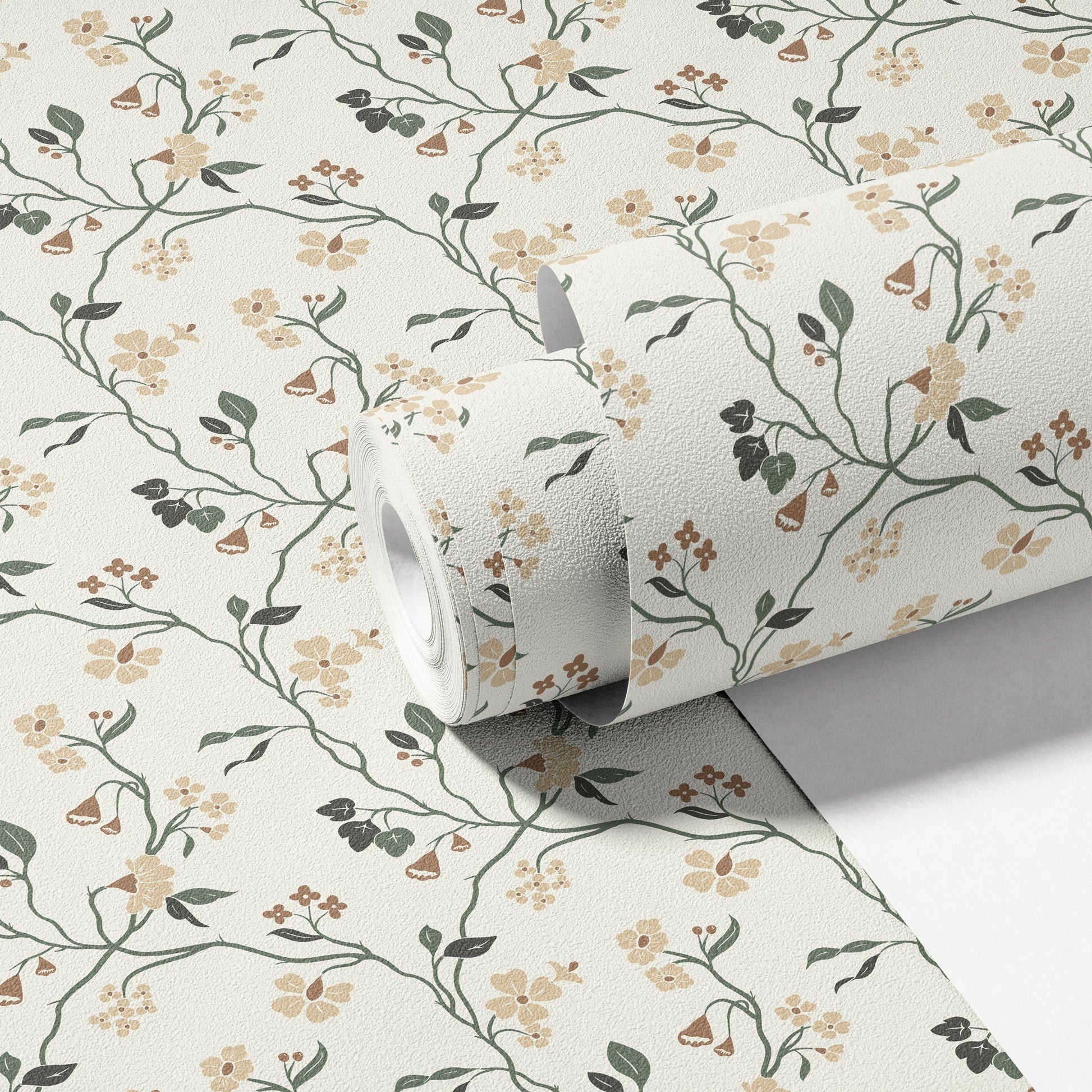 Lunaria Vine Wallpaper in Soft Alabaster