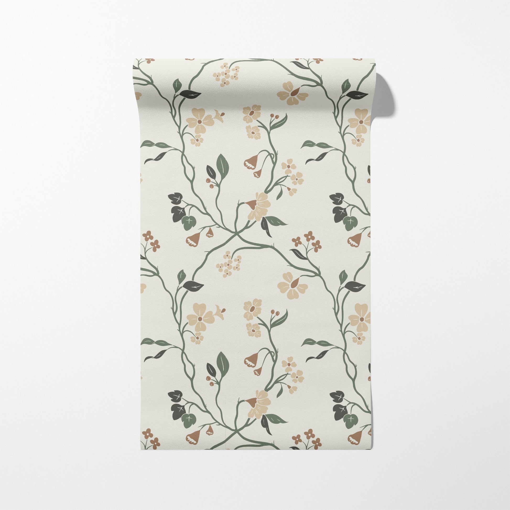 Lunaria Vine Wallpaper in Soft Alabaster