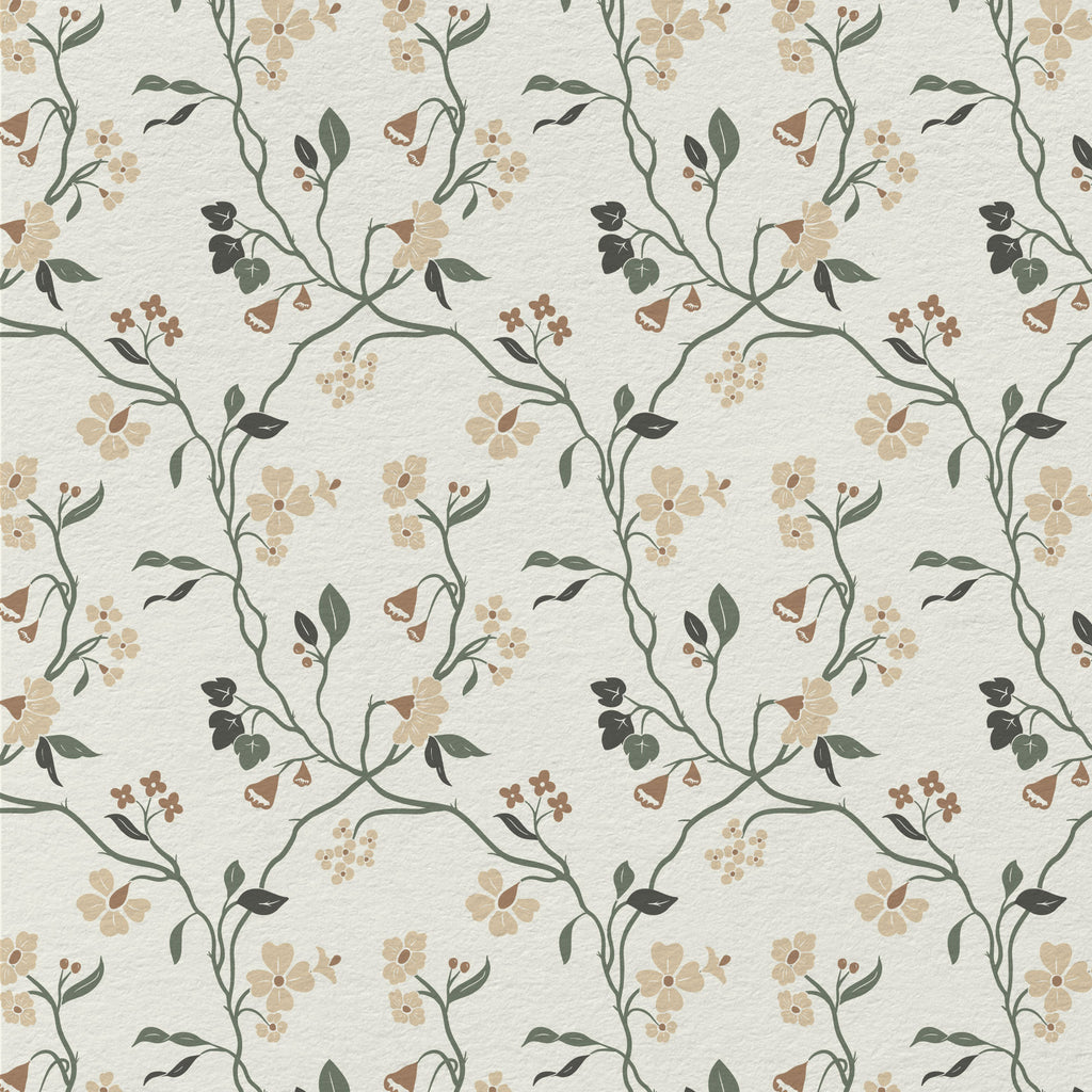 Lunaria Vine Wallpaper in Soft Alabaster