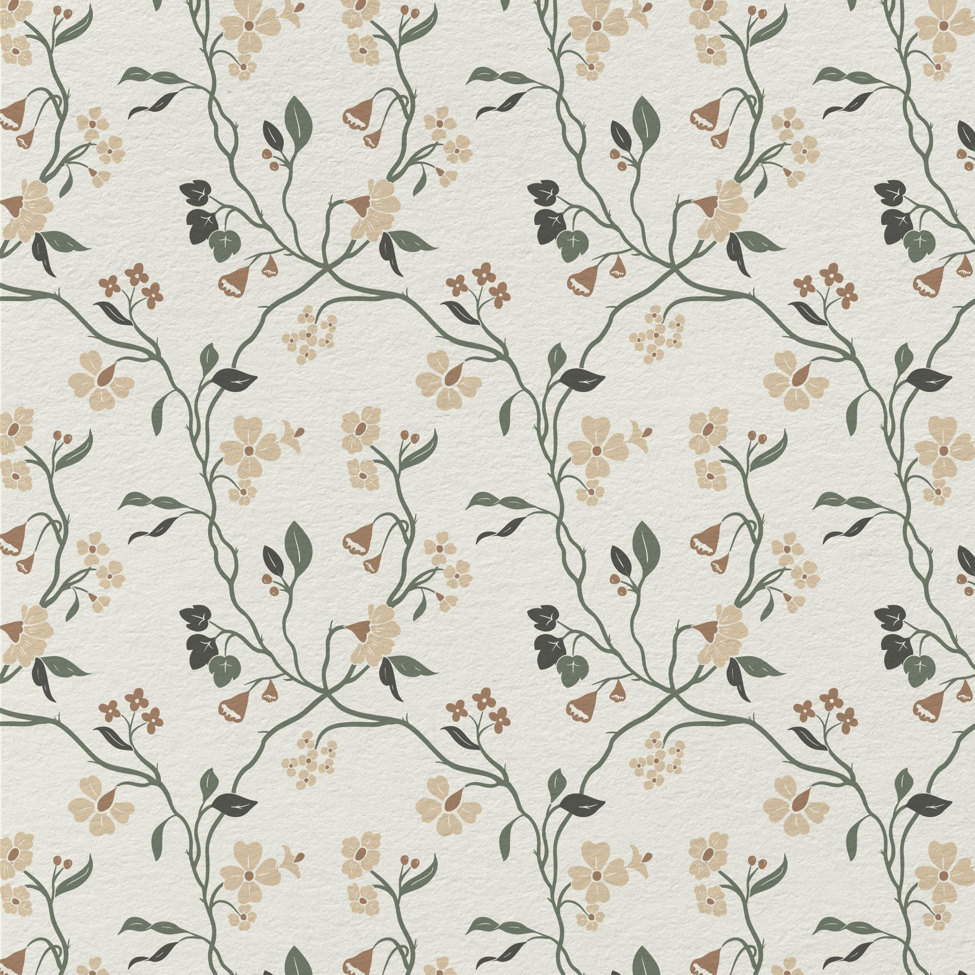 Lunaria Vine Wallpaper in Soft Alabaster