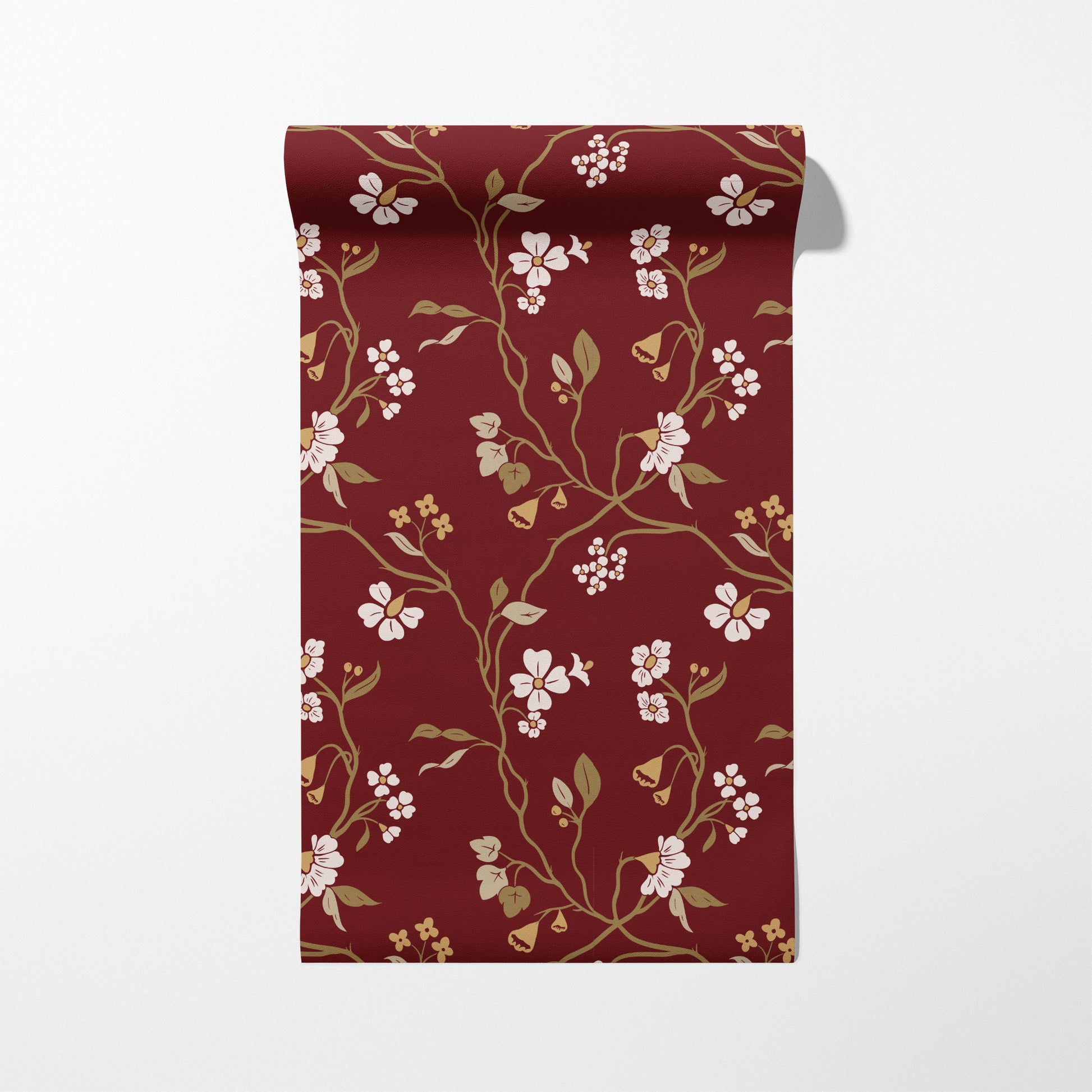Lunaria Vine Wallpaper in Tuscan Merlot