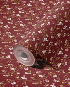 Lunaria Vine Wallpaper in Tuscan Merlot