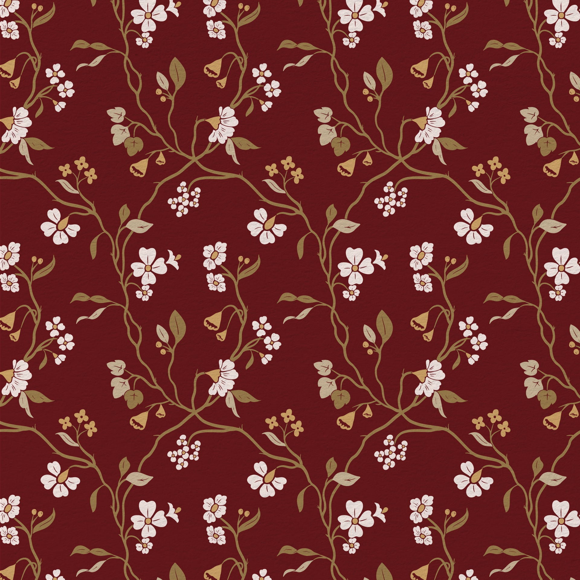 Lunaria Vine Wallpaper in Tuscan Merlot