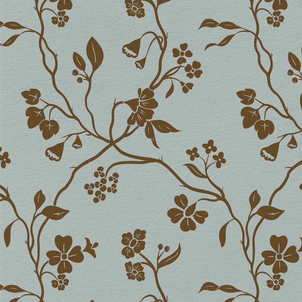 Lunaria Vine Wallpaper in Blue Thistle