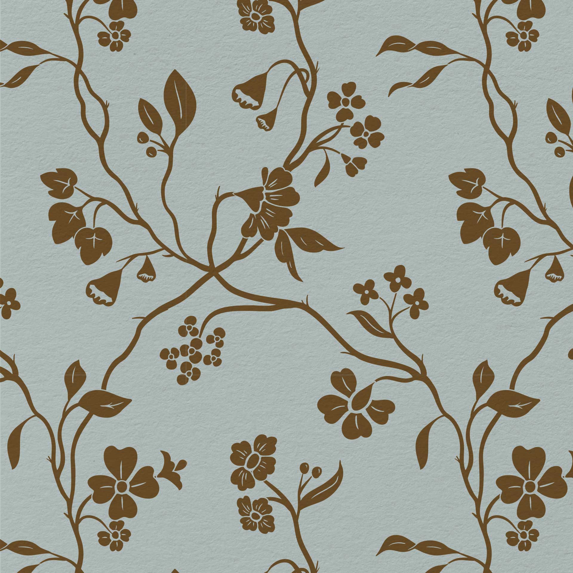 Lunaria Vine Wallpaper in Blue Thistle