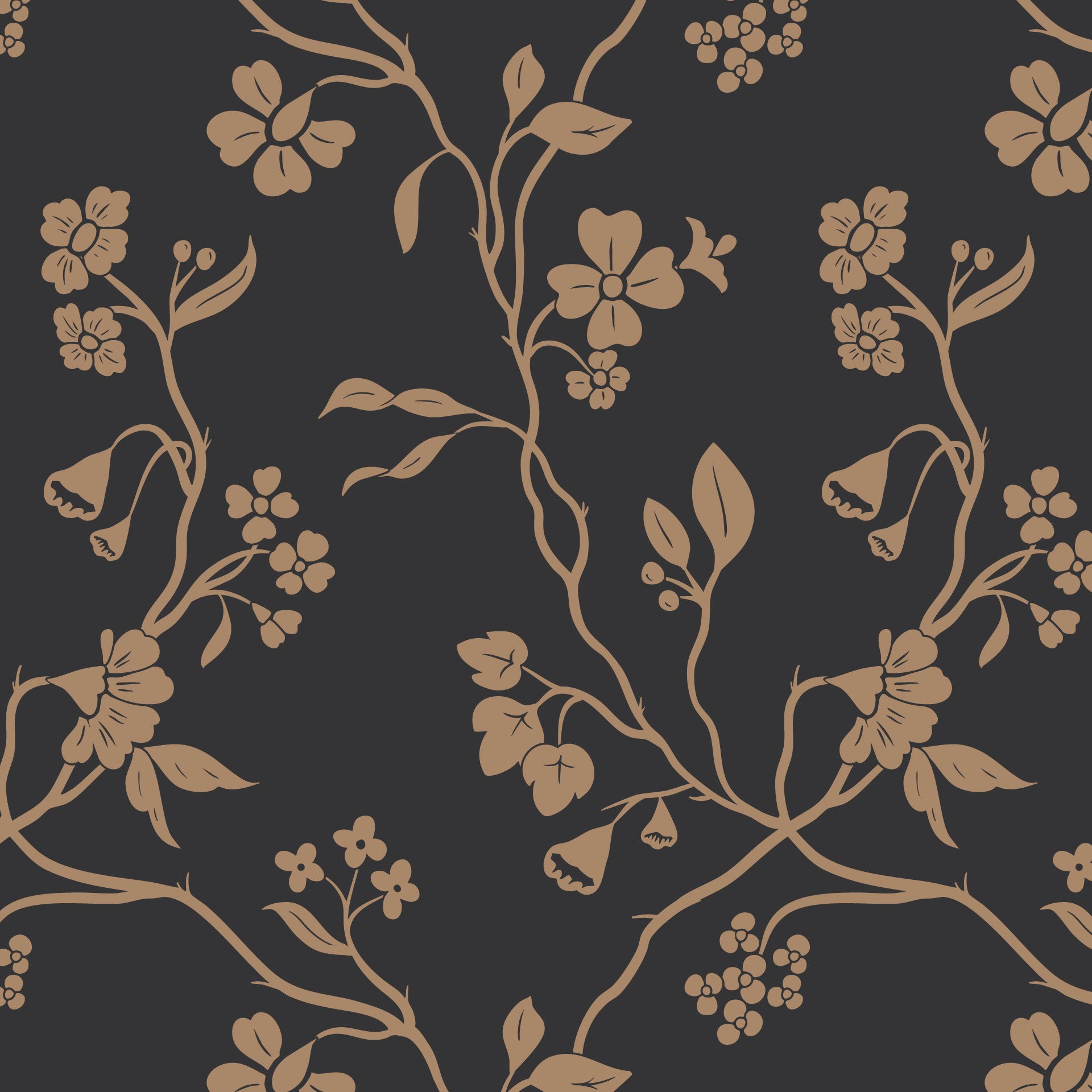 Lunaria Vine Wallpaper in Coal Rose
