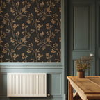 Lunaria Vine Wallpaper in Coal Rose