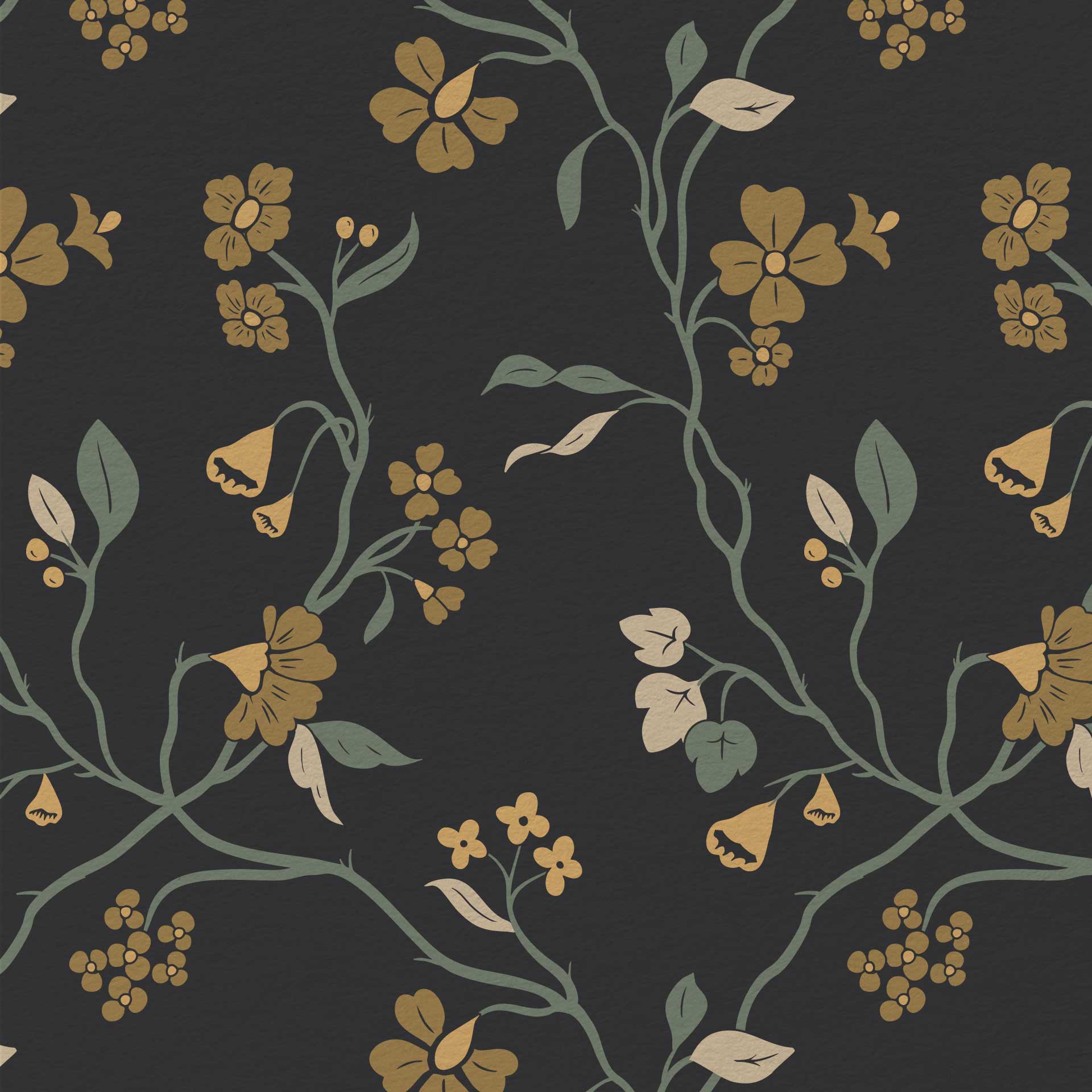 Lunaria Vine Wallpaper in Iron Slate