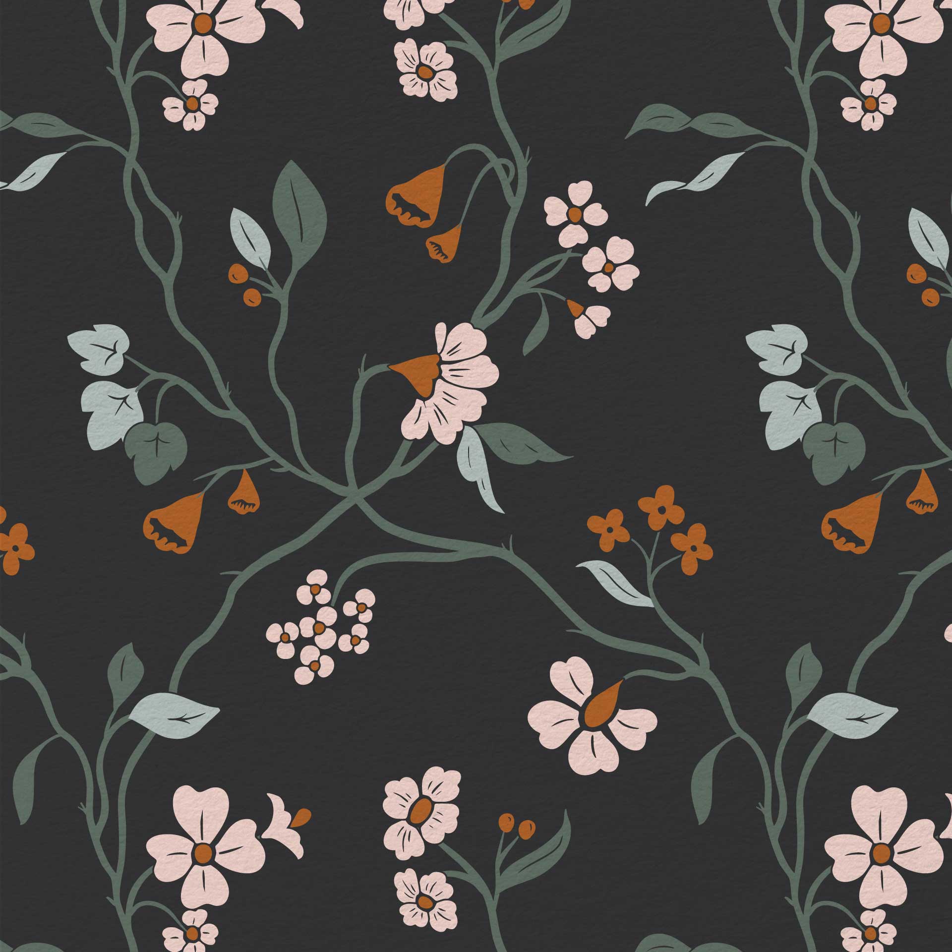 Lunaria Vine Wallpaper in Moody Charcoal