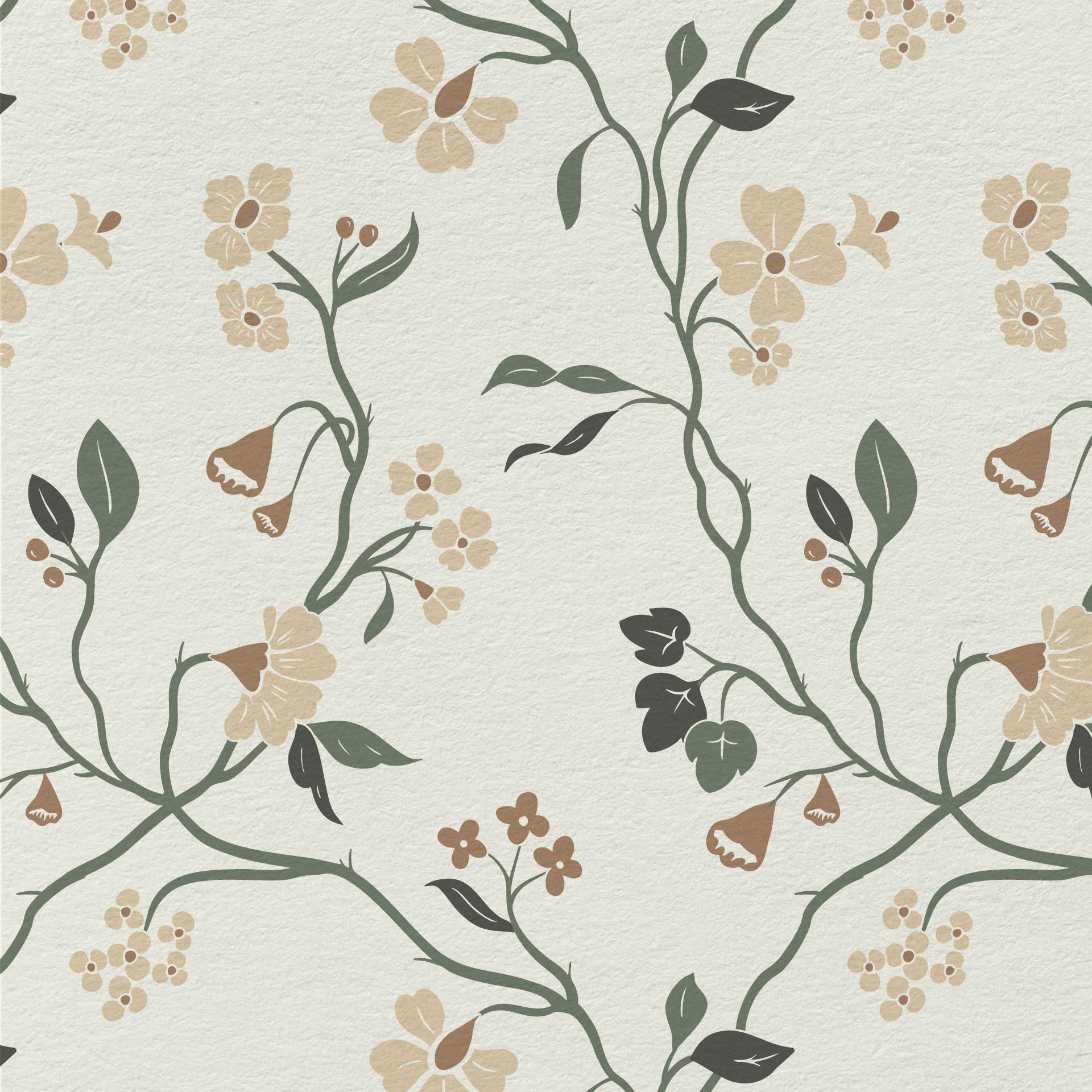 Lunaria Vine Wallpaper in Soft Alabaster