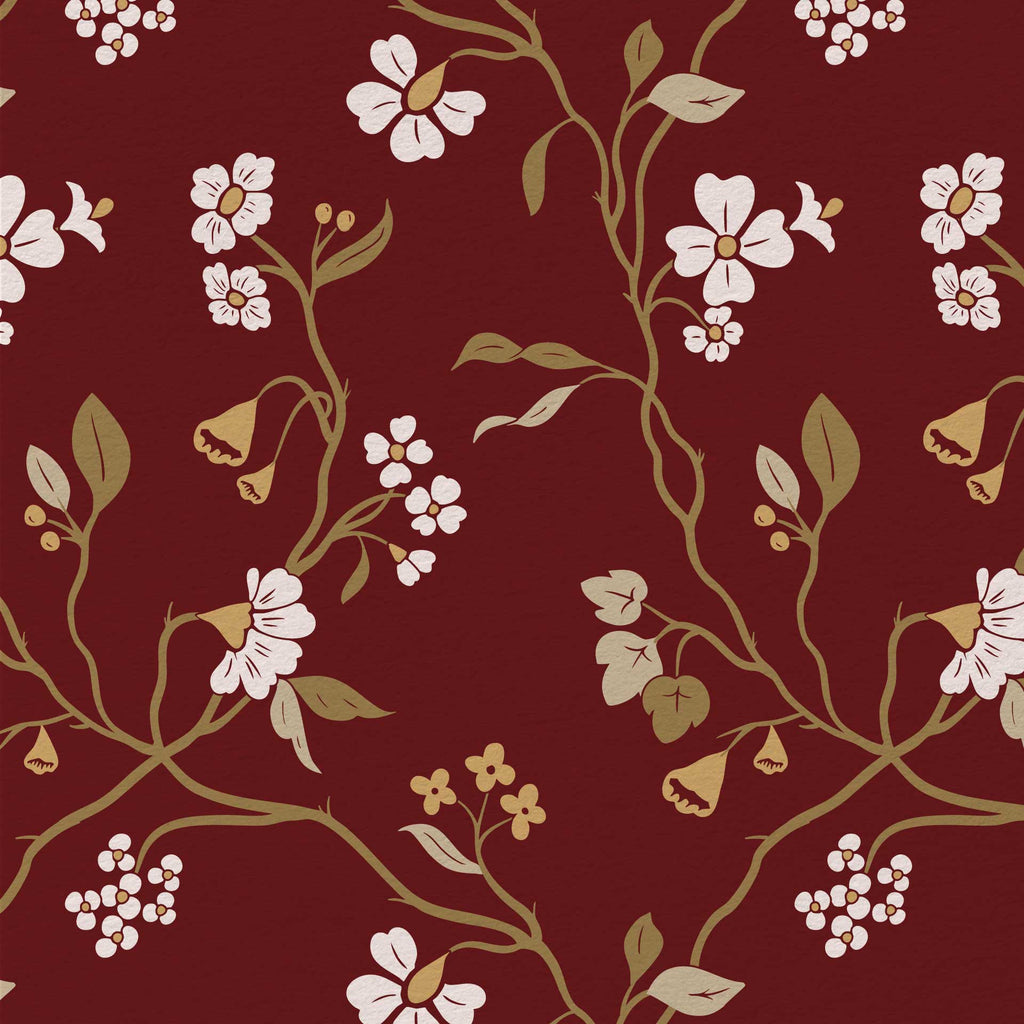 Lunaria Vine Wallpaper in Tuscan Merlot