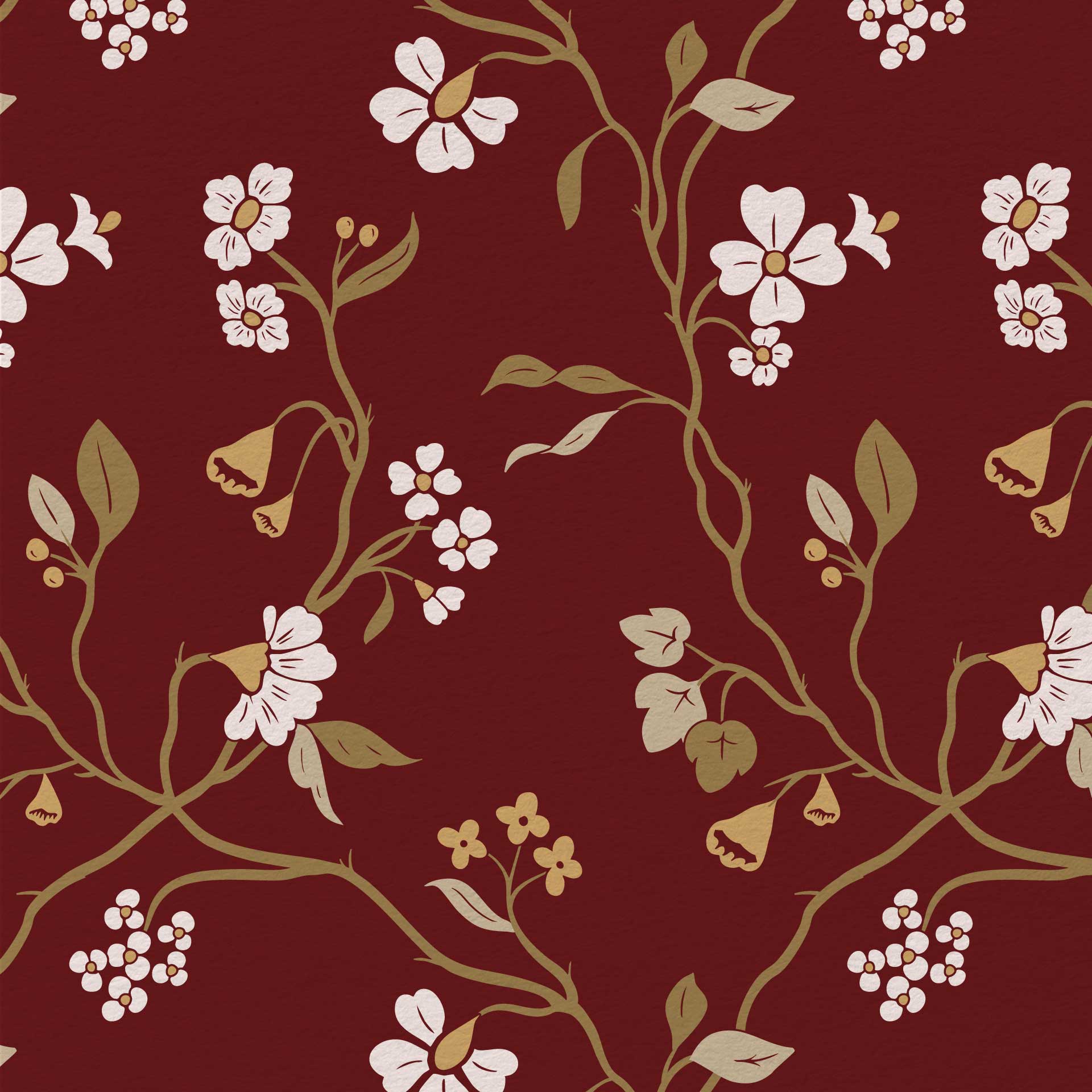 Lunaria Vine Wallpaper in Tuscan Merlot