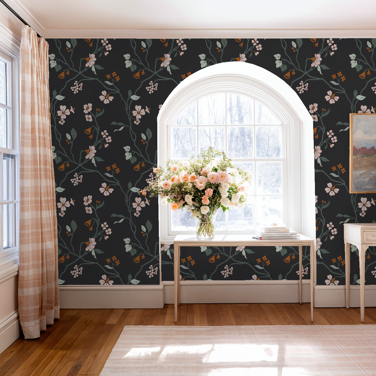 Lunaria Vine Wallpaper in Moody Charcoal
