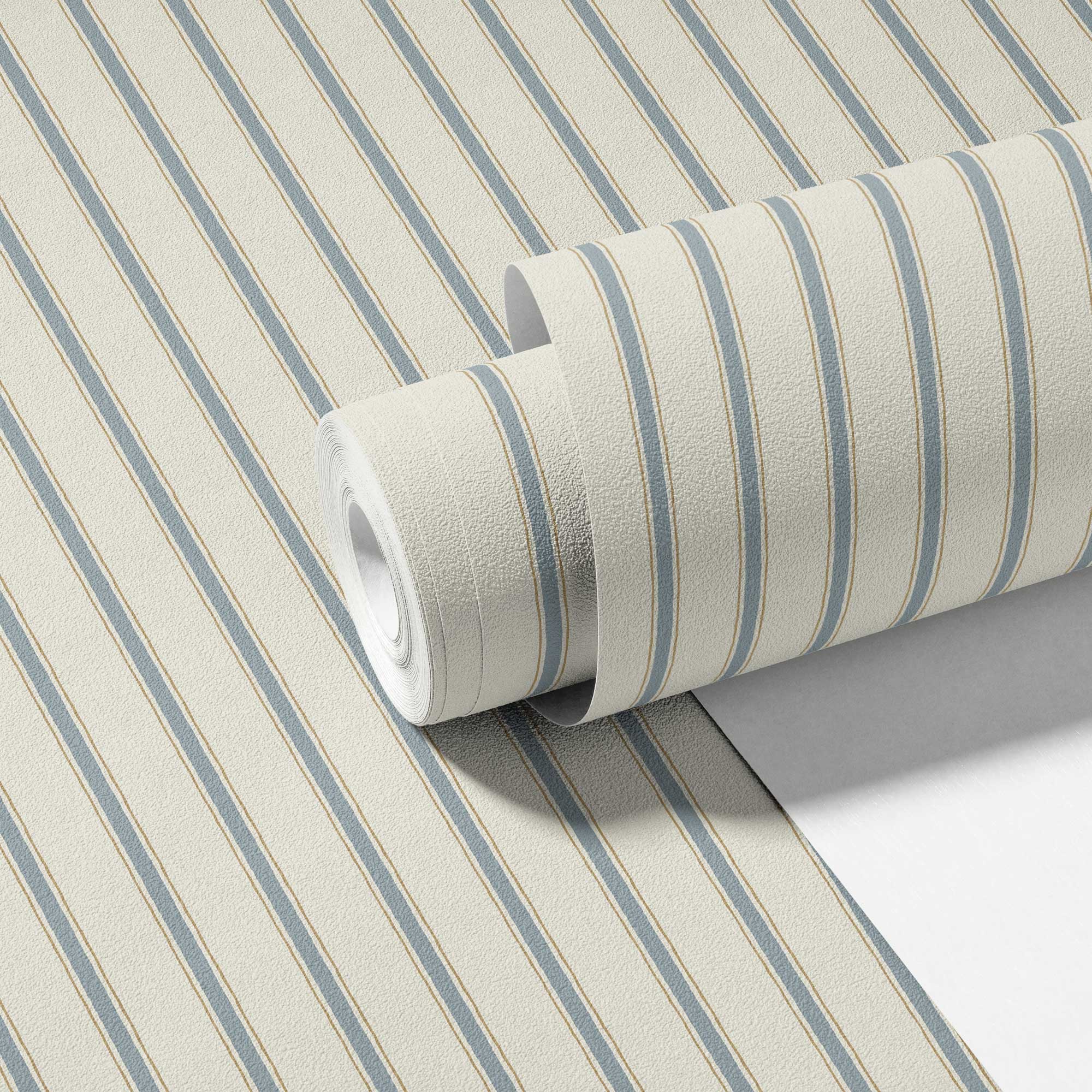 Moulding Line Wallpaper in Dusty Blue