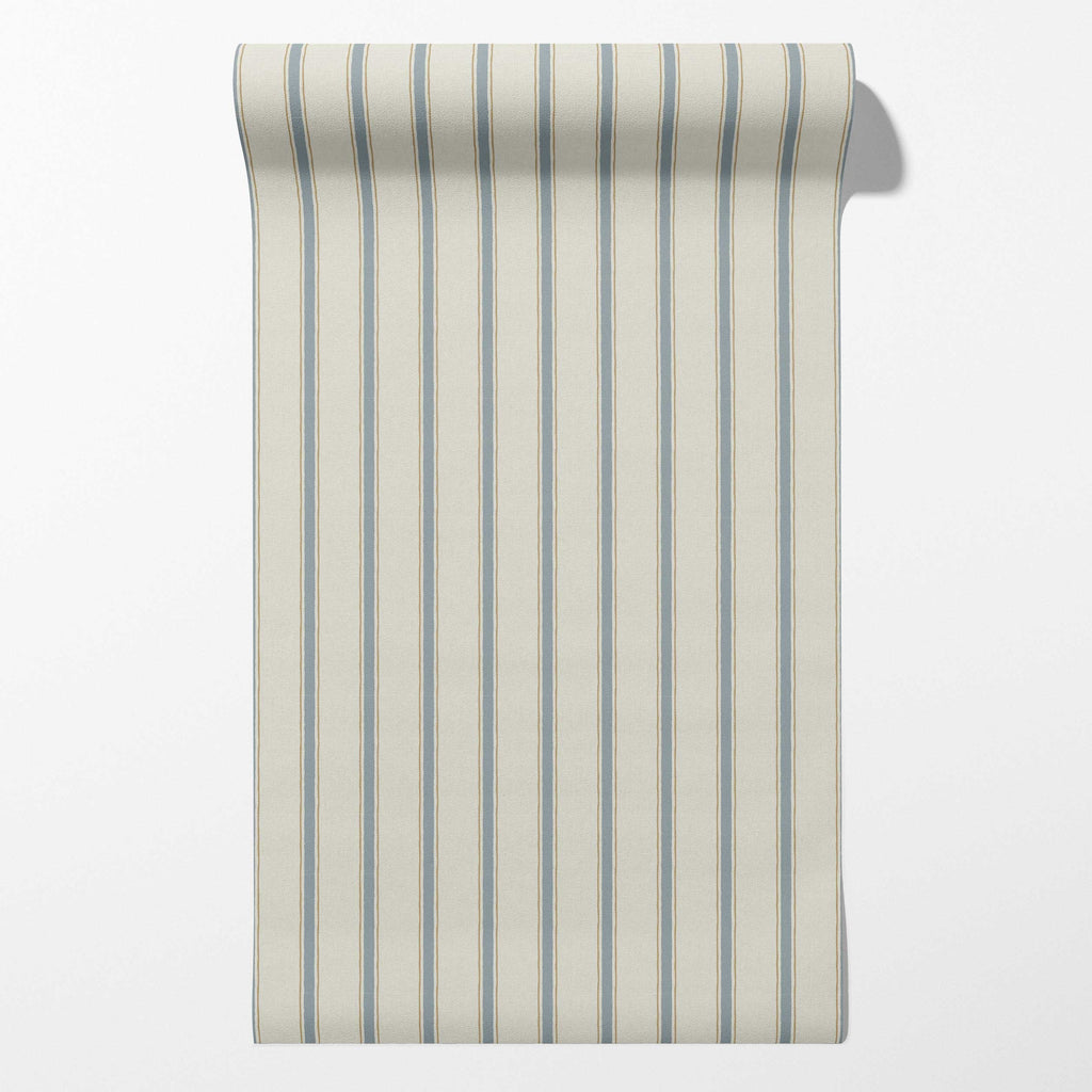 Moulding Line Wallpaper in Dusty Blue
